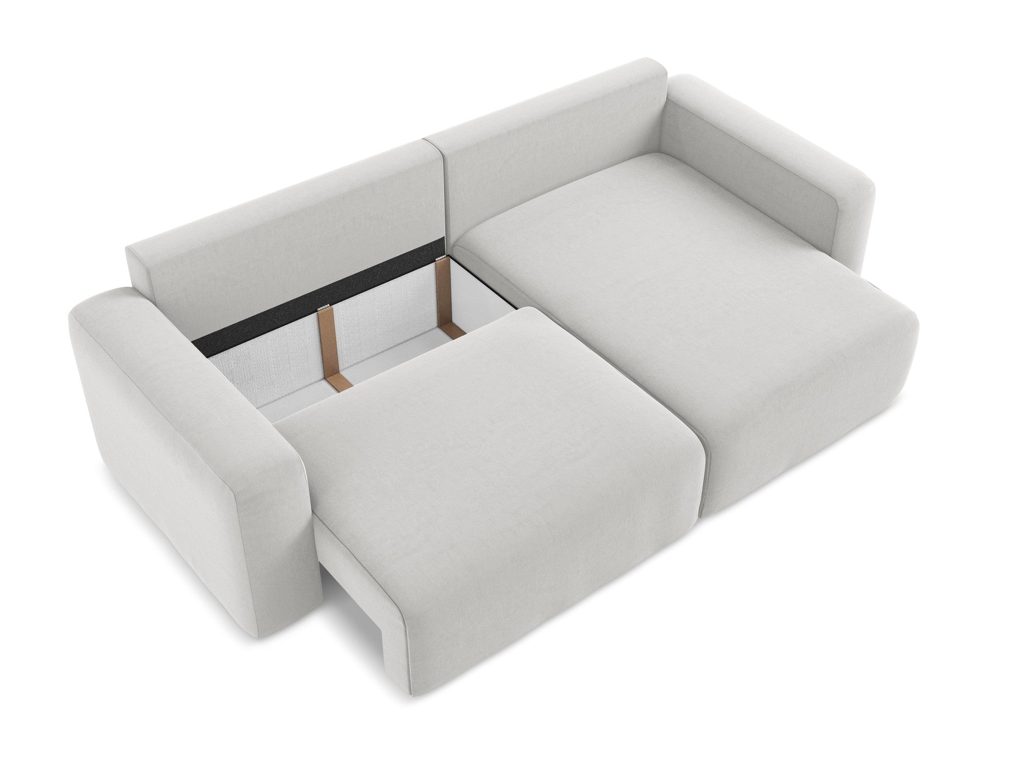 Right-facing velvet corner sofa bed KONA silver gray