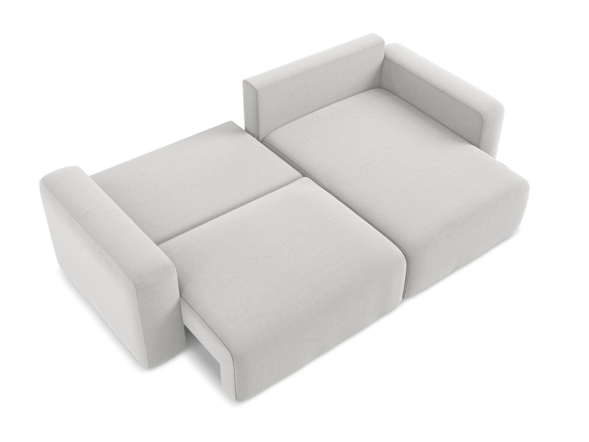 Right-facing velvet corner sofa bed KONA silver gray