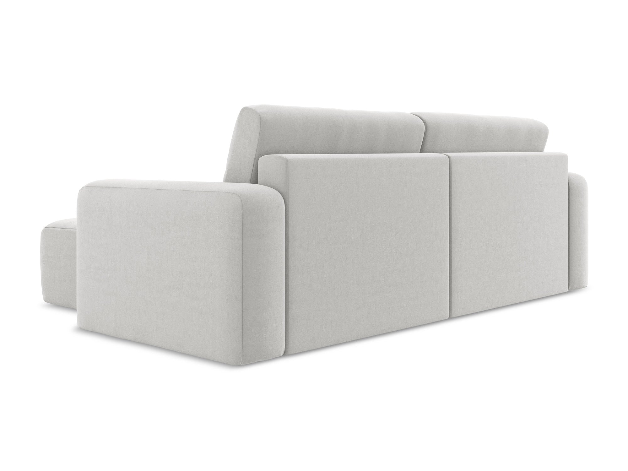 Right-facing velvet corner sofa bed KONA silver gray