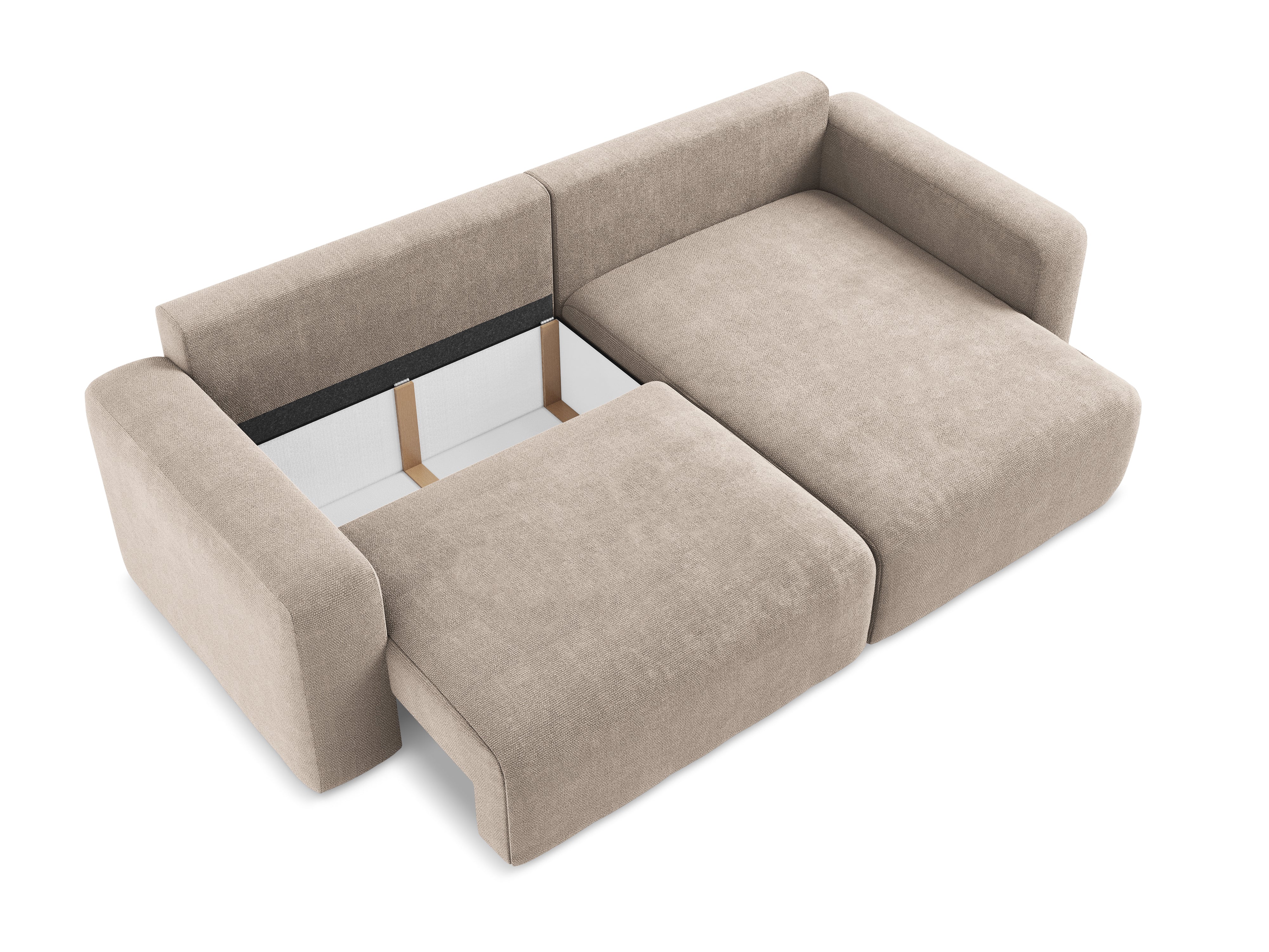 Right-hand corner sofa bed KONA dark beige chenille