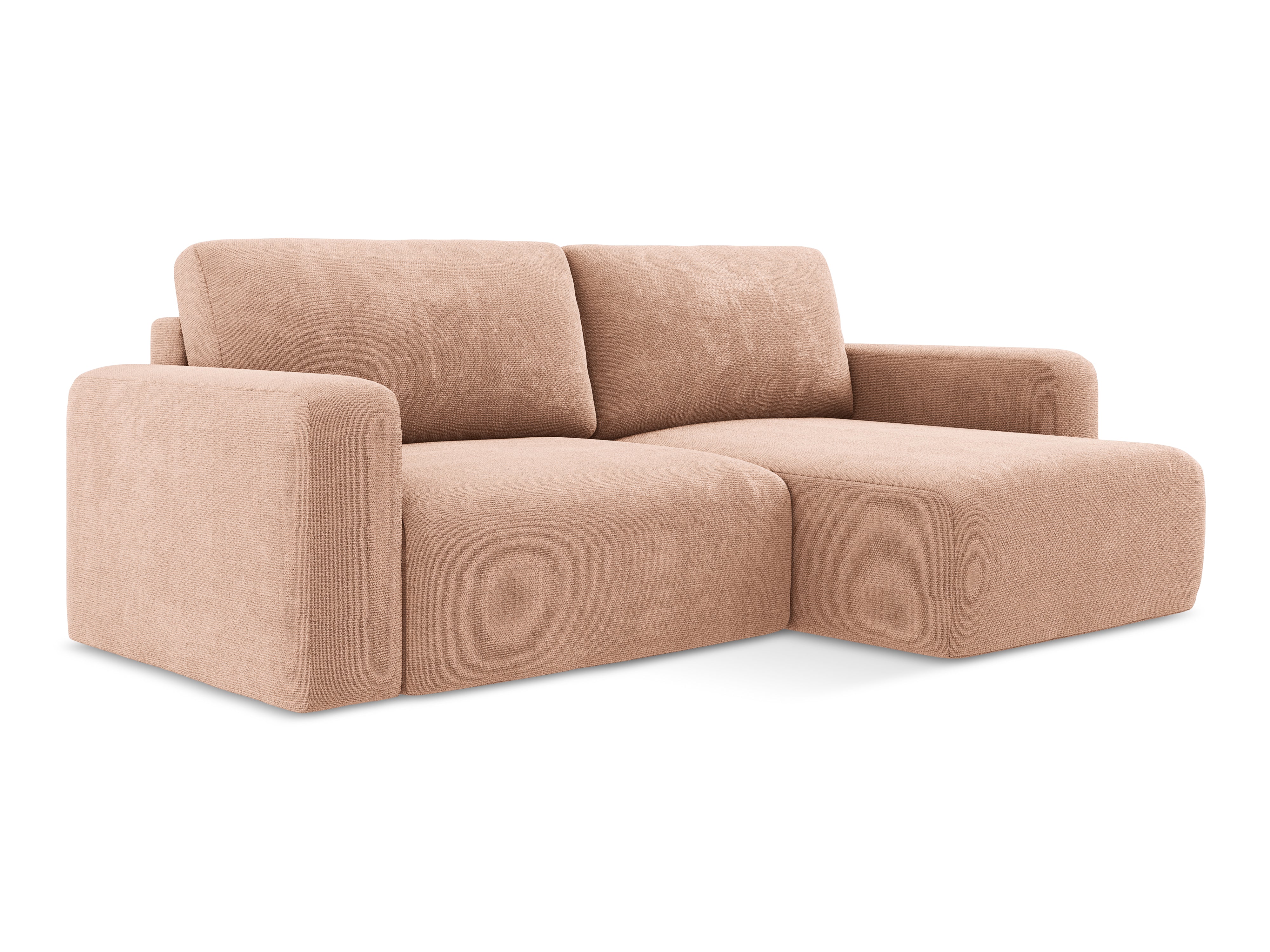 Right-facing corner sofa bed KONA peach chenille