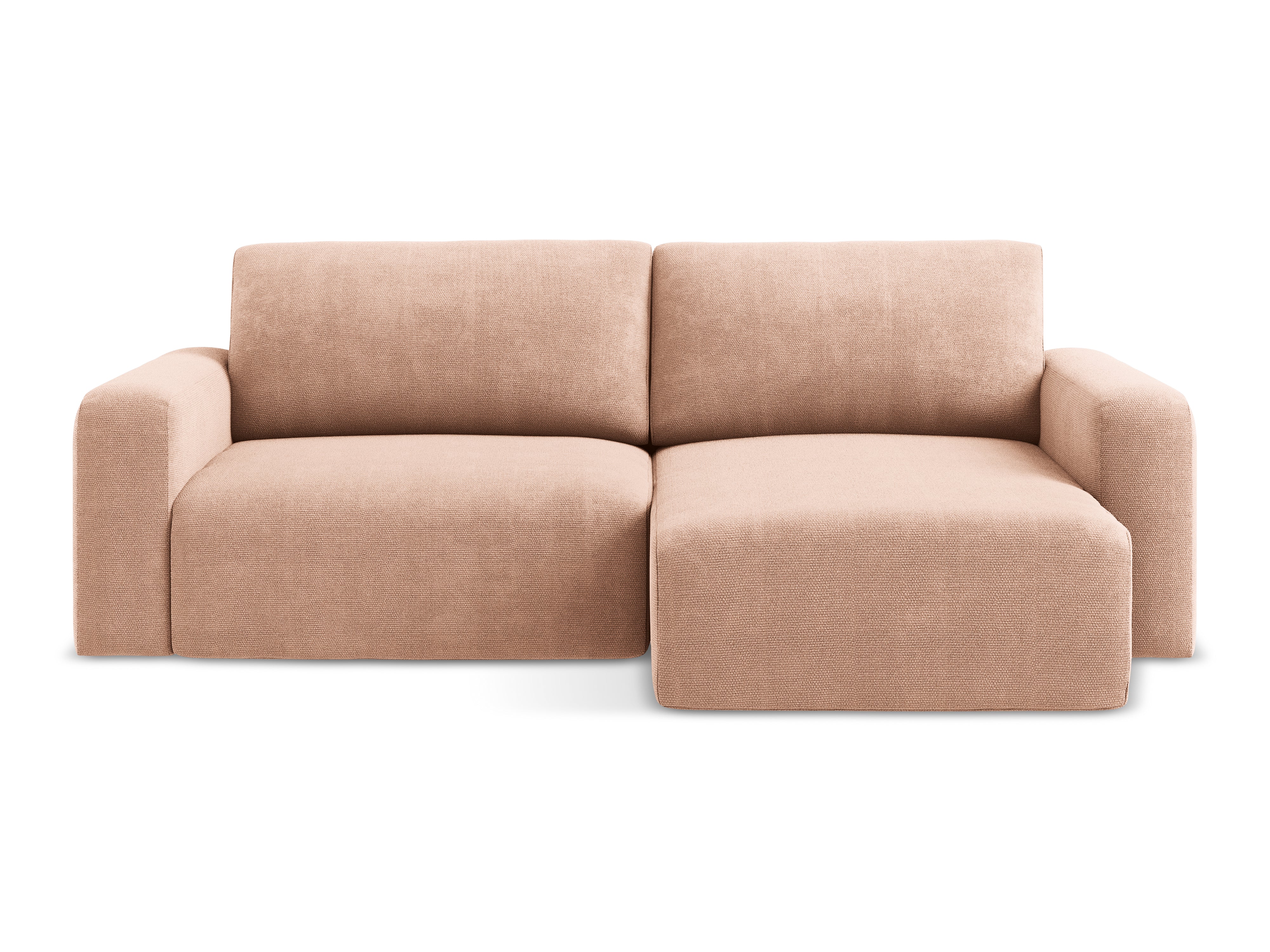 Right-facing corner sofa bed KONA peach chenille