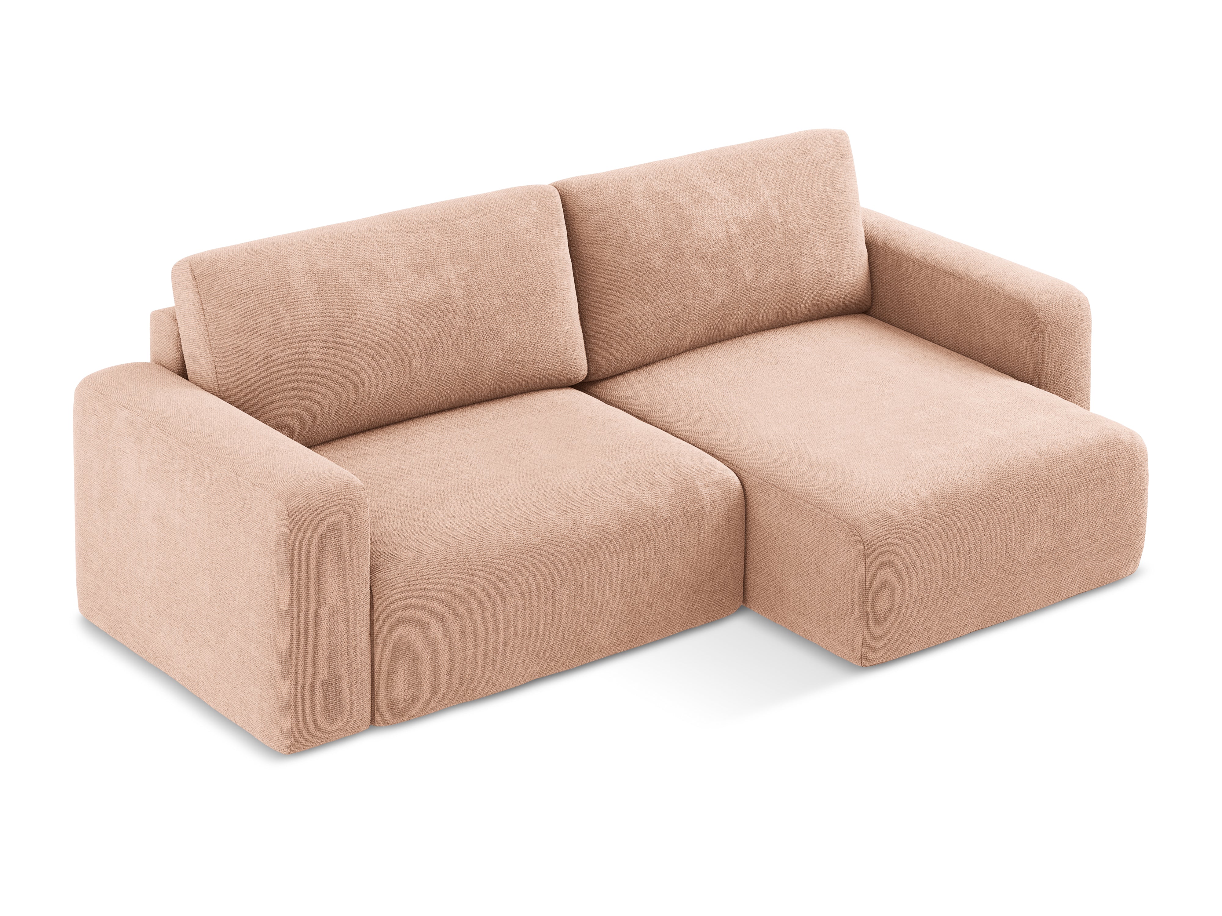 Right-facing corner sofa bed KONA peach chenille