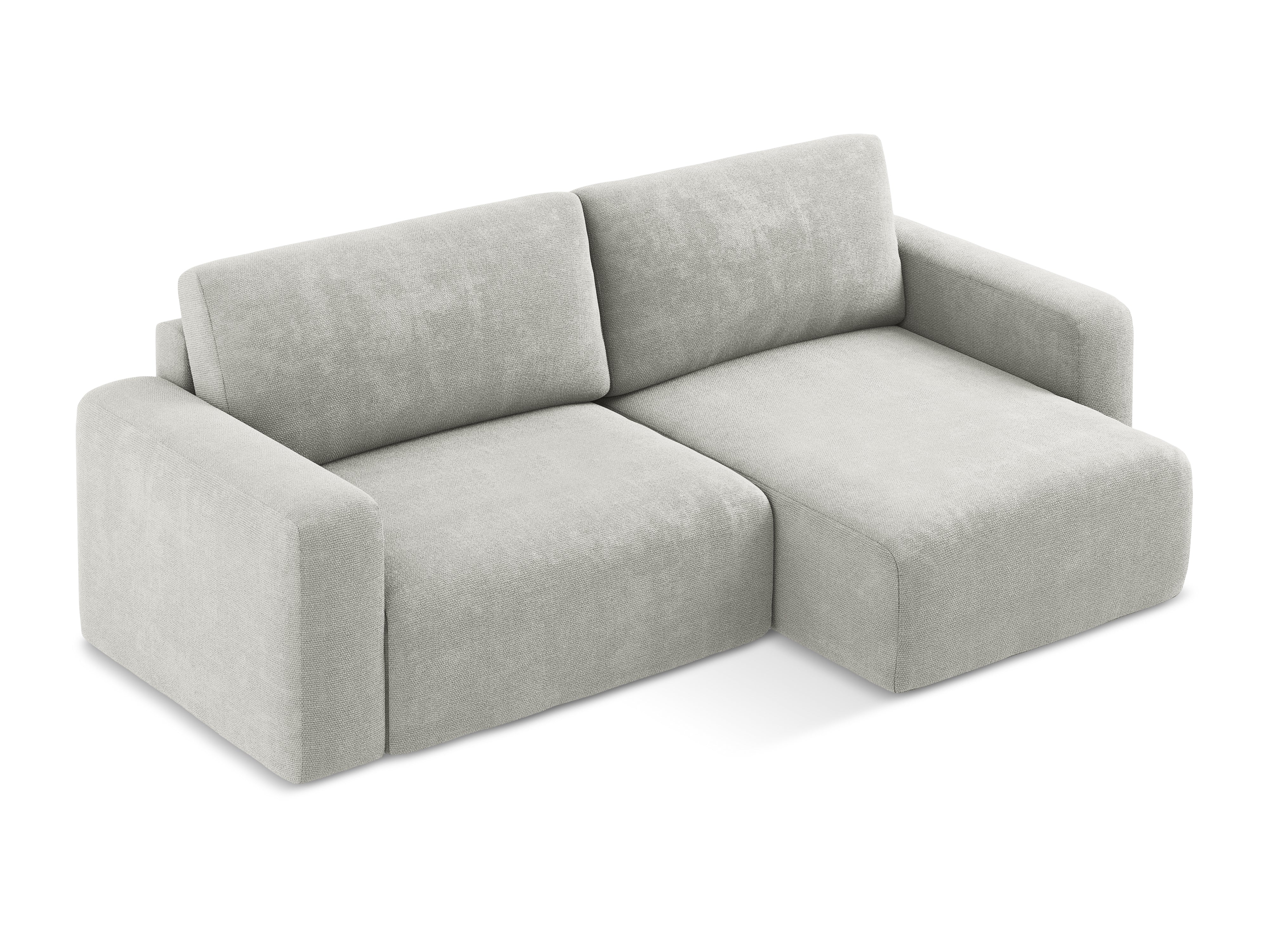Right-facing corner sofa bed KONA light gray chenille