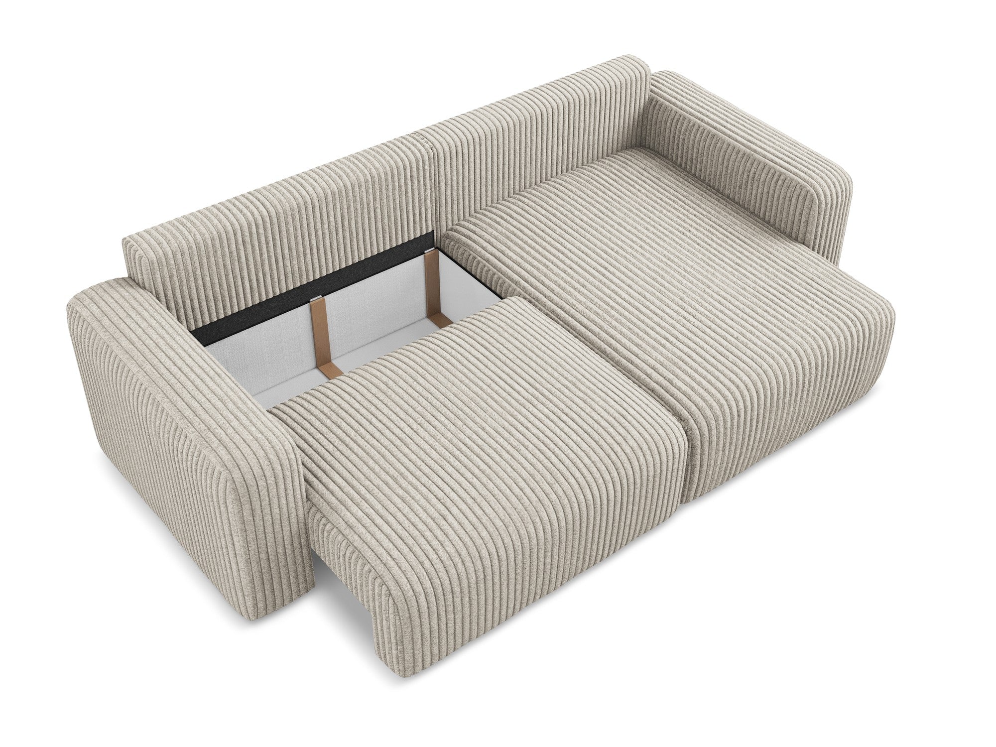 Right-facing corner sofa bed KONA in dark beige corduroy