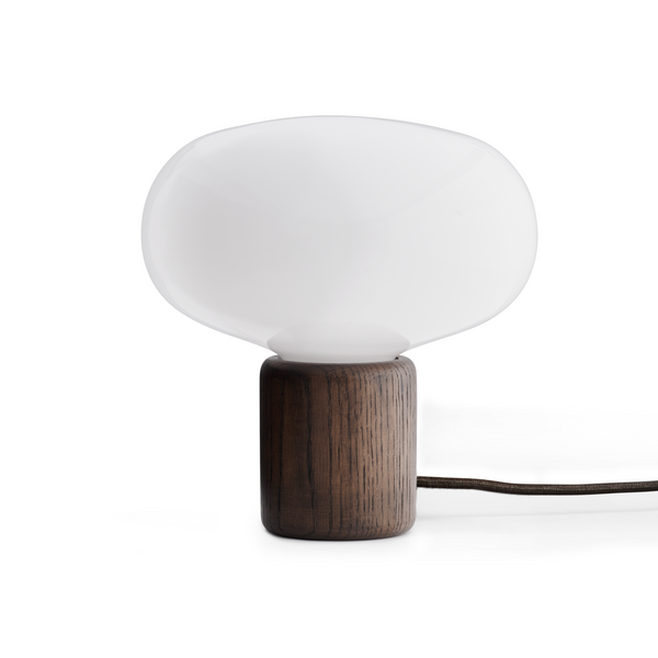 Karl-Johan table lamp iridescent glass with a smoked oak base