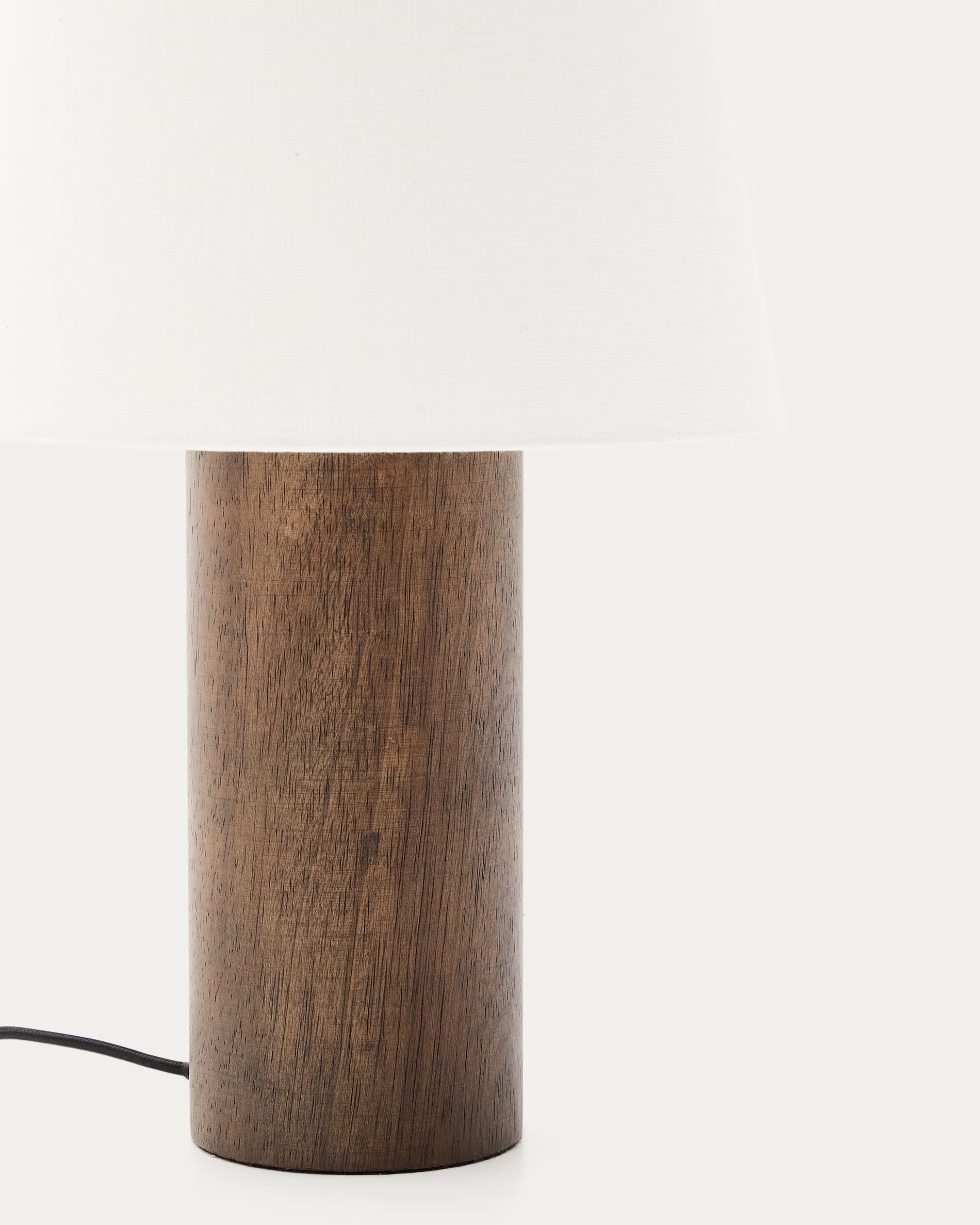 Lampa stołowa MARGA ciemne drewno kauczukowe z białym kloszem
