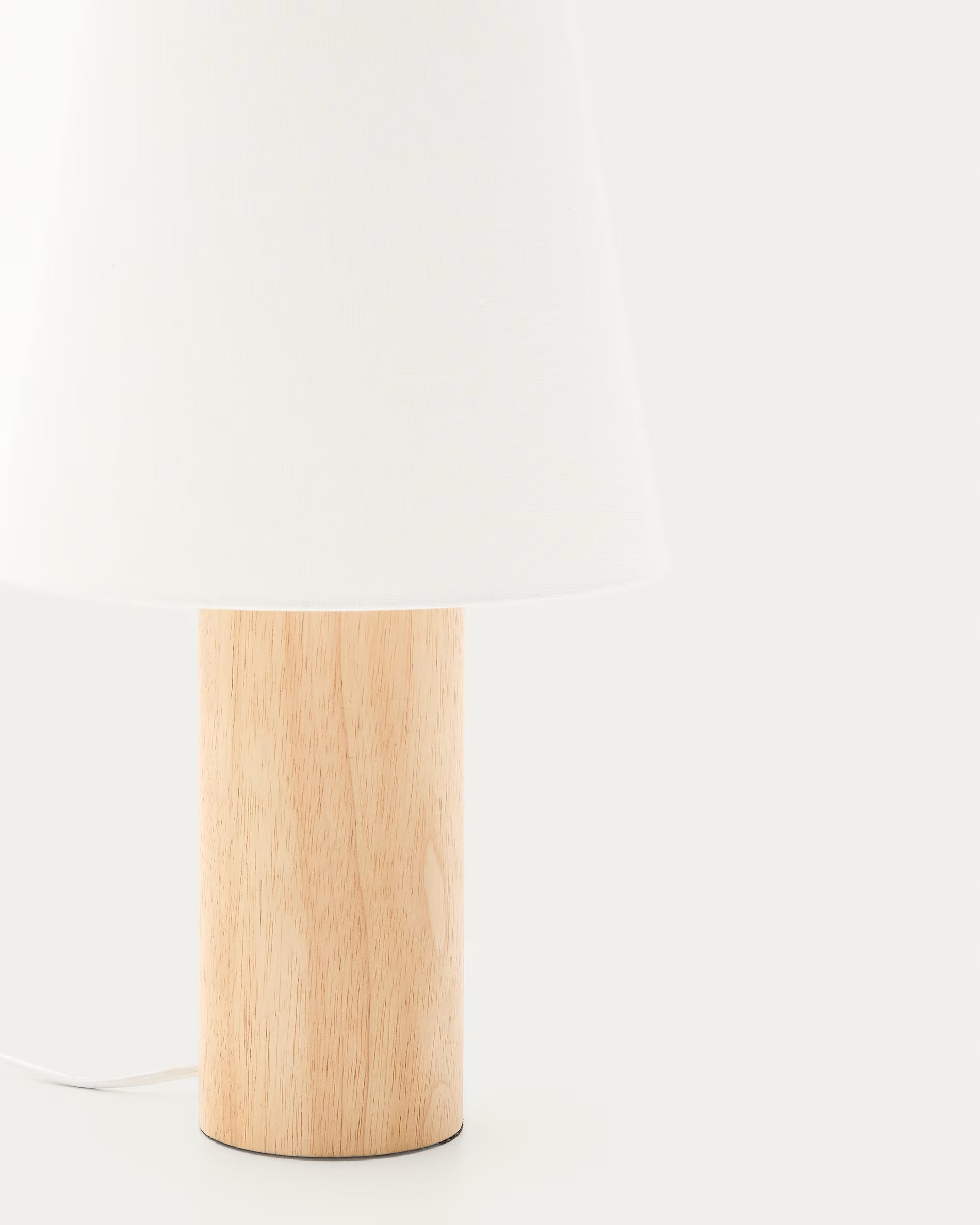 Lampa stołowa MARGA drewno kauczukowe z białym kloszem
