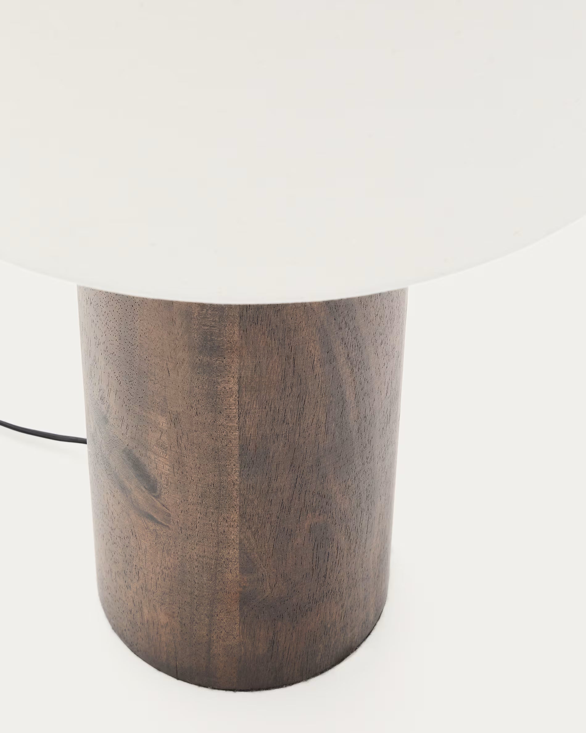 Lampa podłogowa MARGA ciemne drewno kauczukowe z białym kloszem