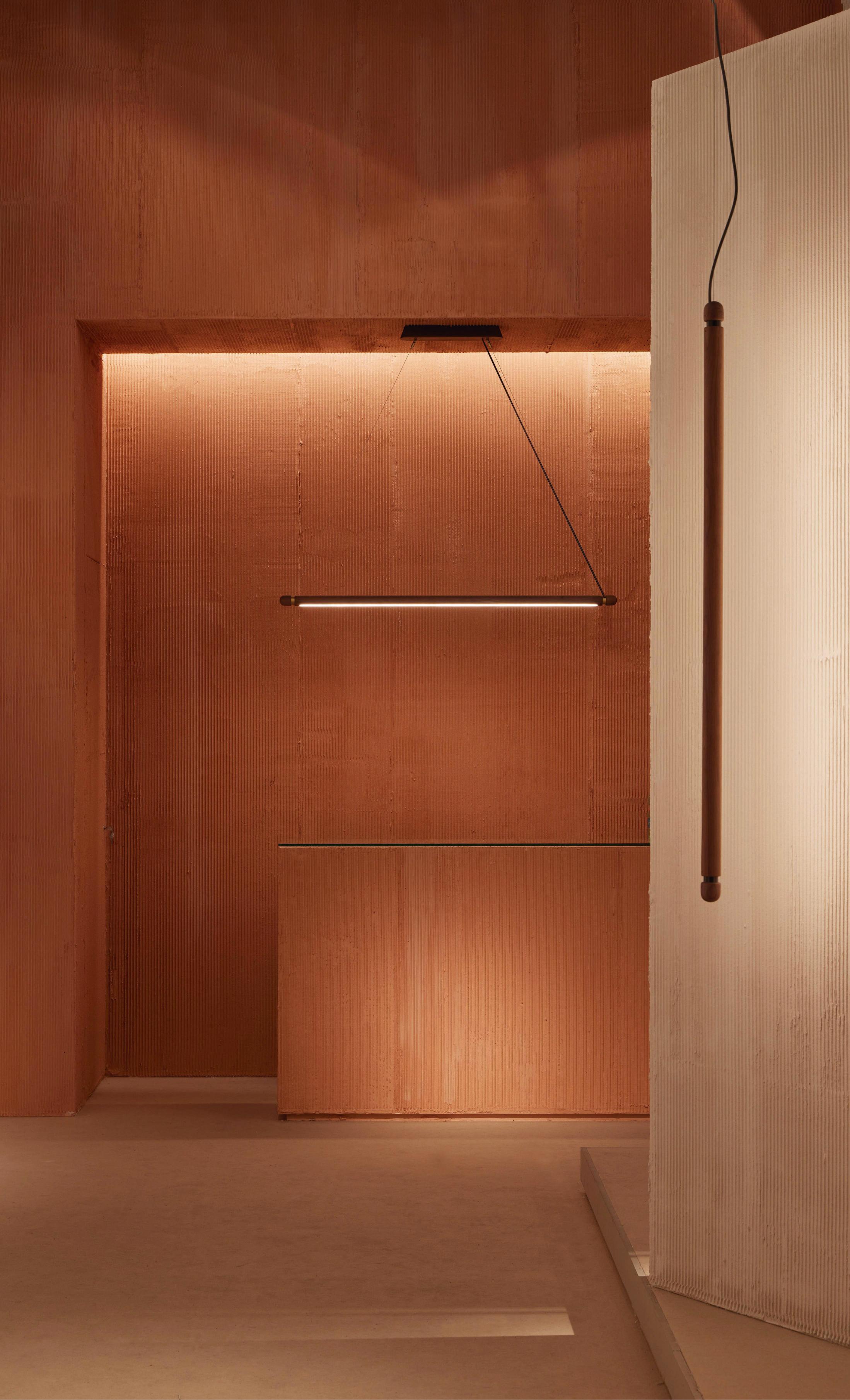 LINEA H Pendant Lamp in Walnut Wood with Graphite Finish