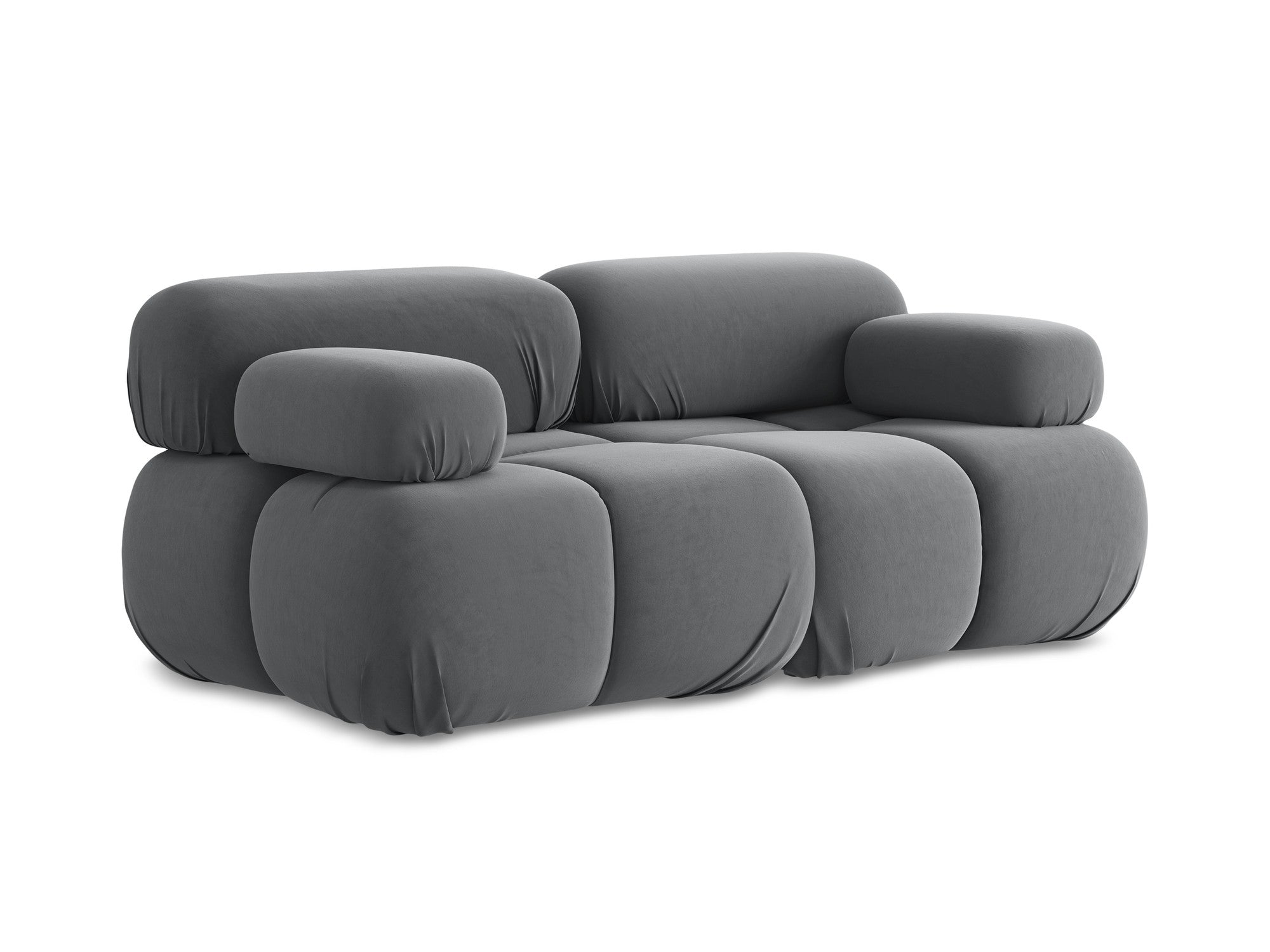 Modular Velvet Sofa for Two LOKUA in Steel Gray