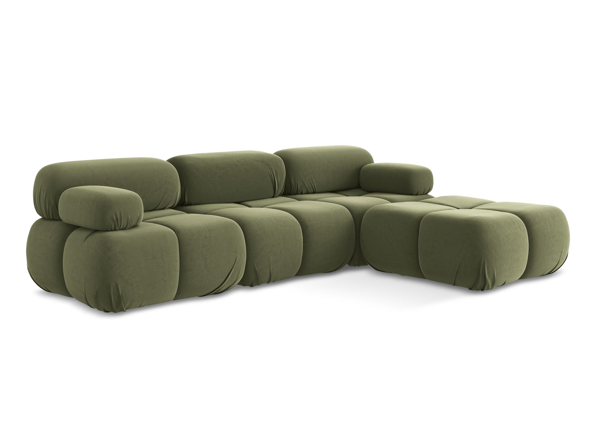 Universal velvet modular corner sofa LOKUA olive