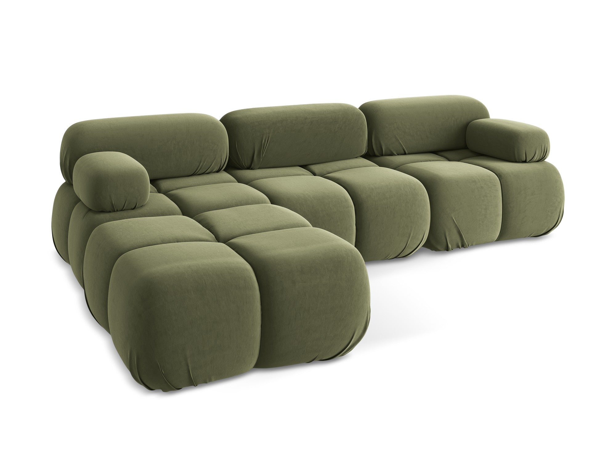 Universal velvet modular corner sofa LOKUA olive