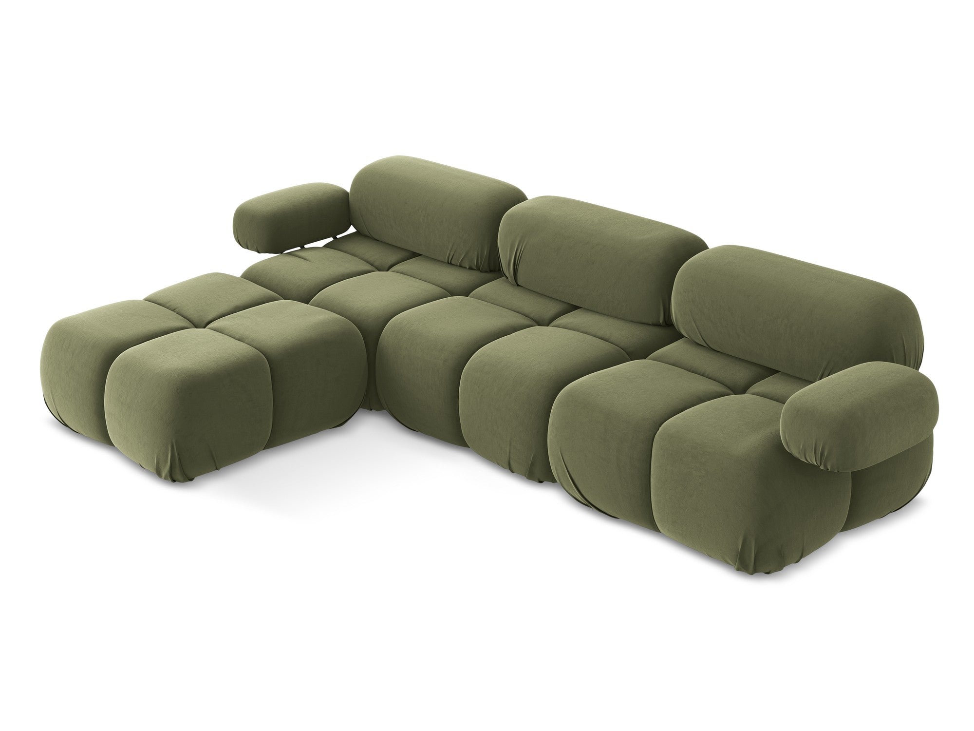 Universal velvet modular corner sofa LOKUA olive