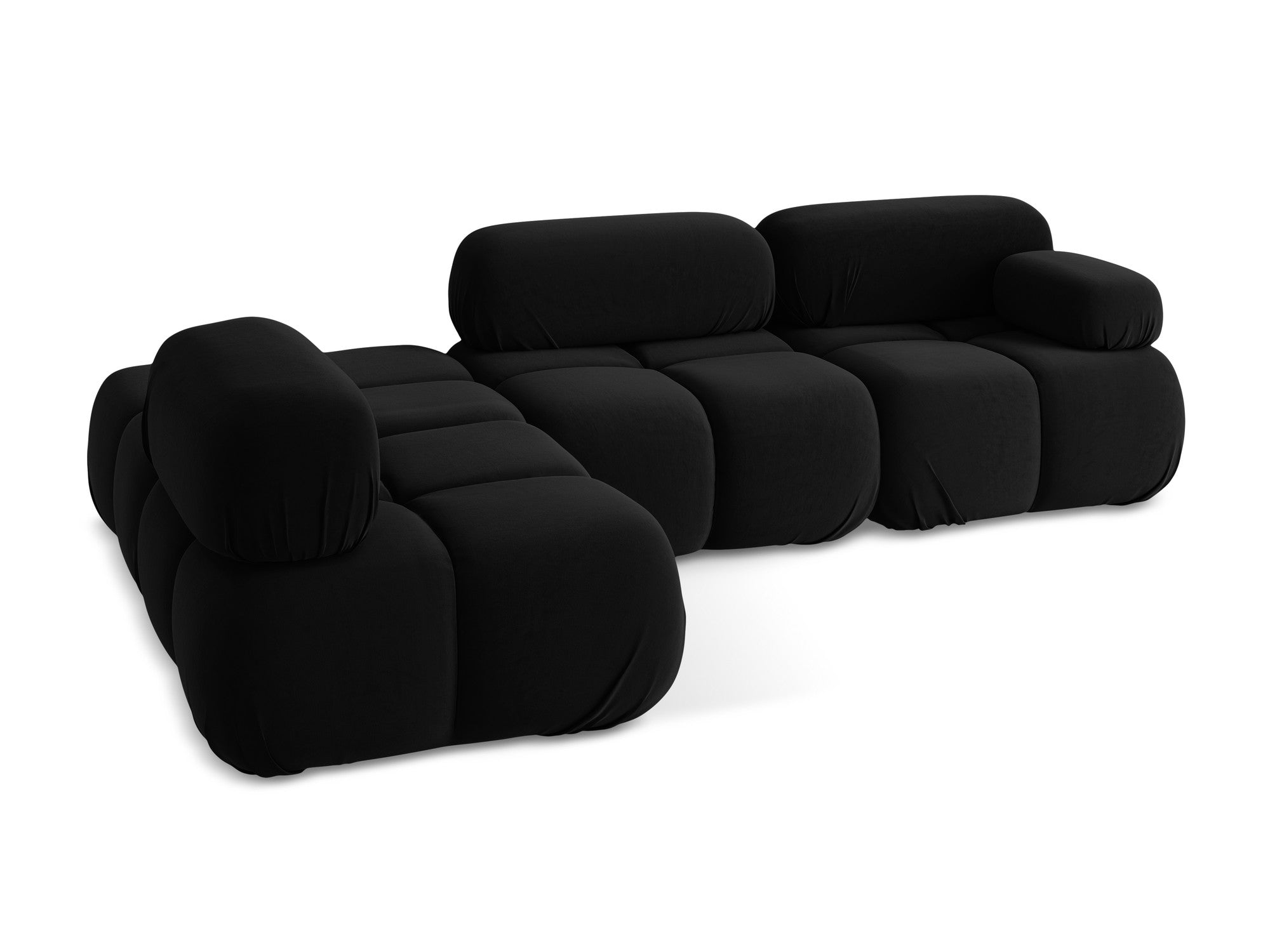 Black left-sided velvet modular corner sofa LOKUA