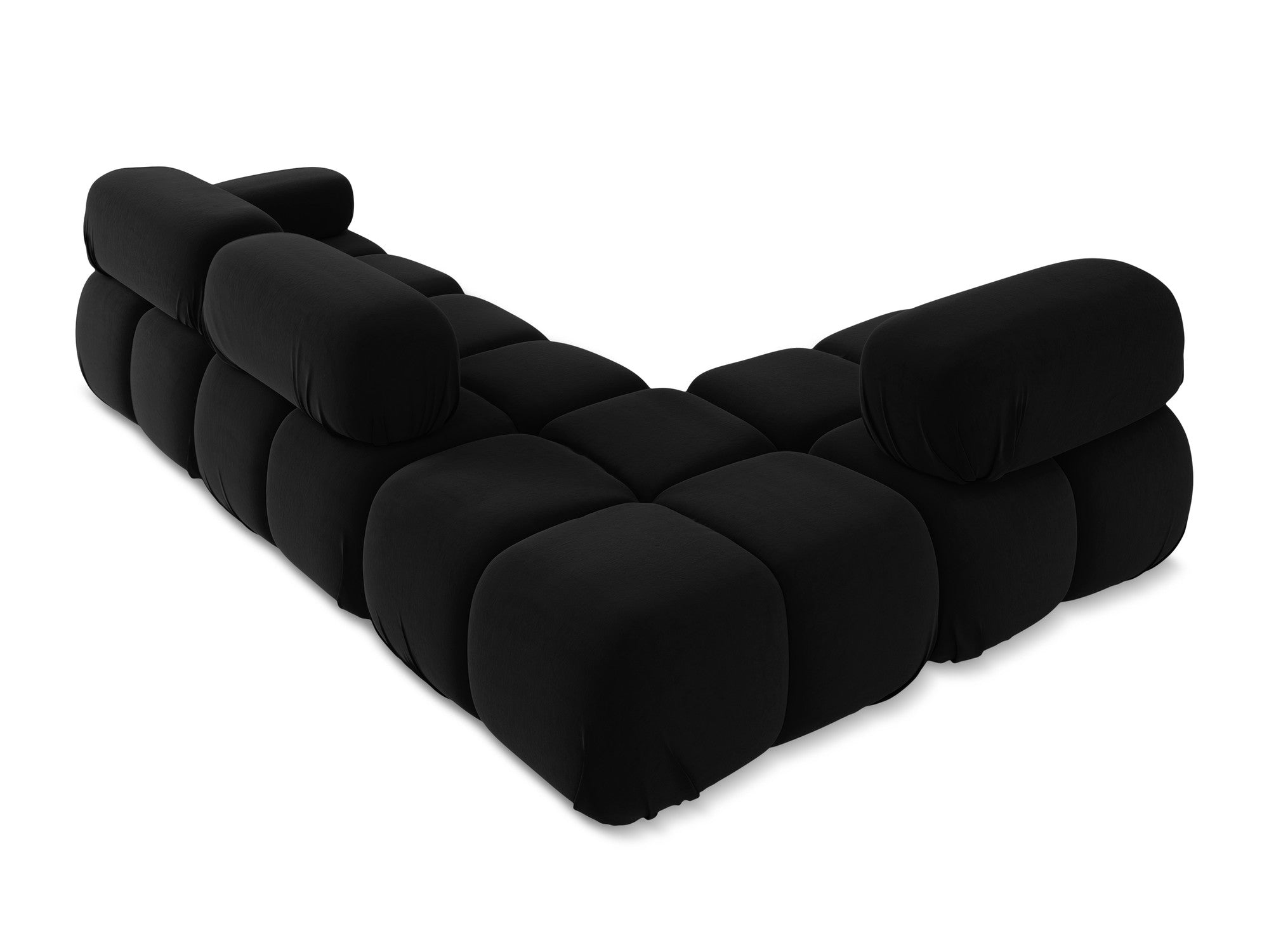 Black left-sided velvet modular corner sofa LOKUA