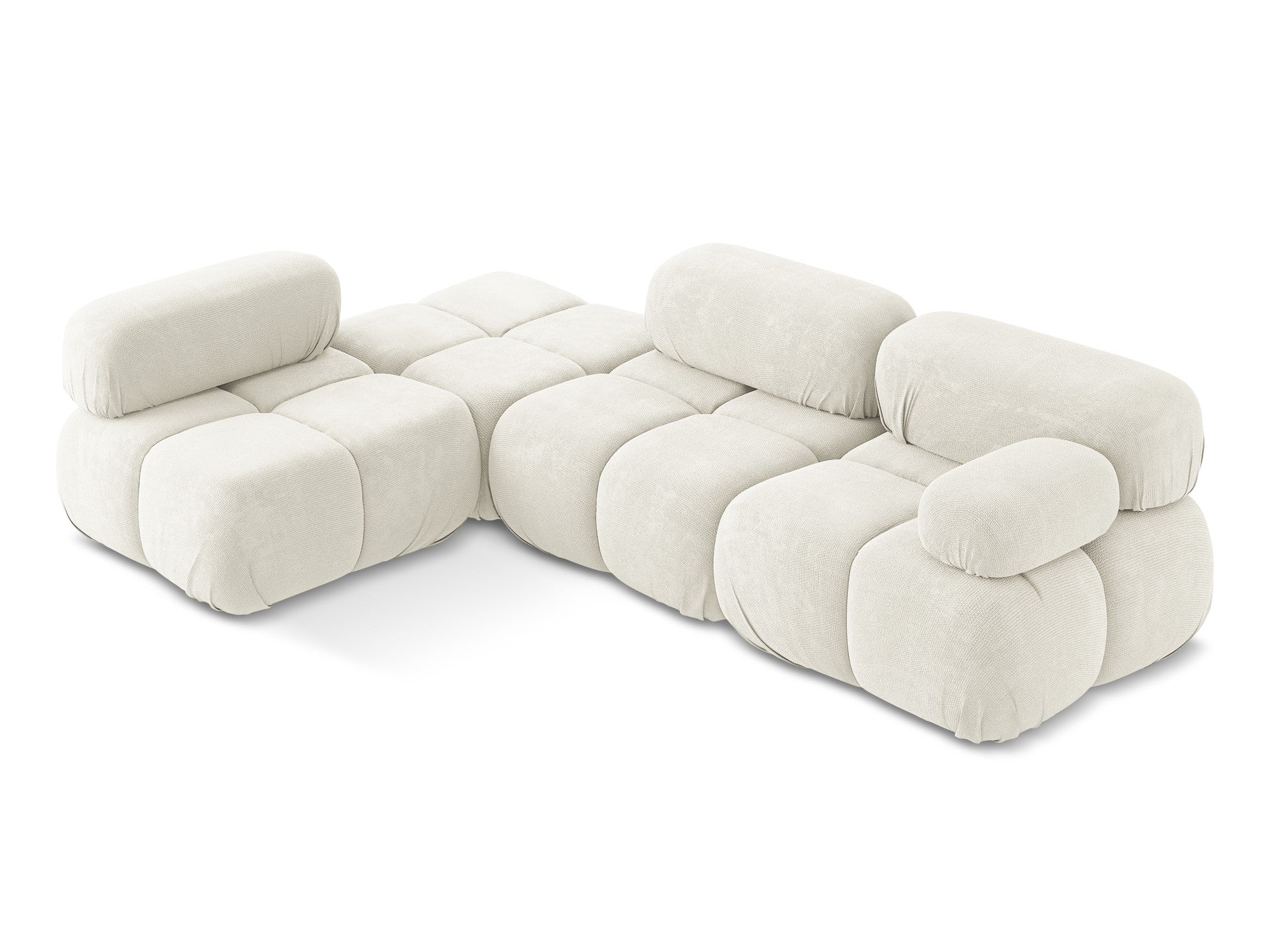 Left-sided modular corner sofa LOKUA white chenille