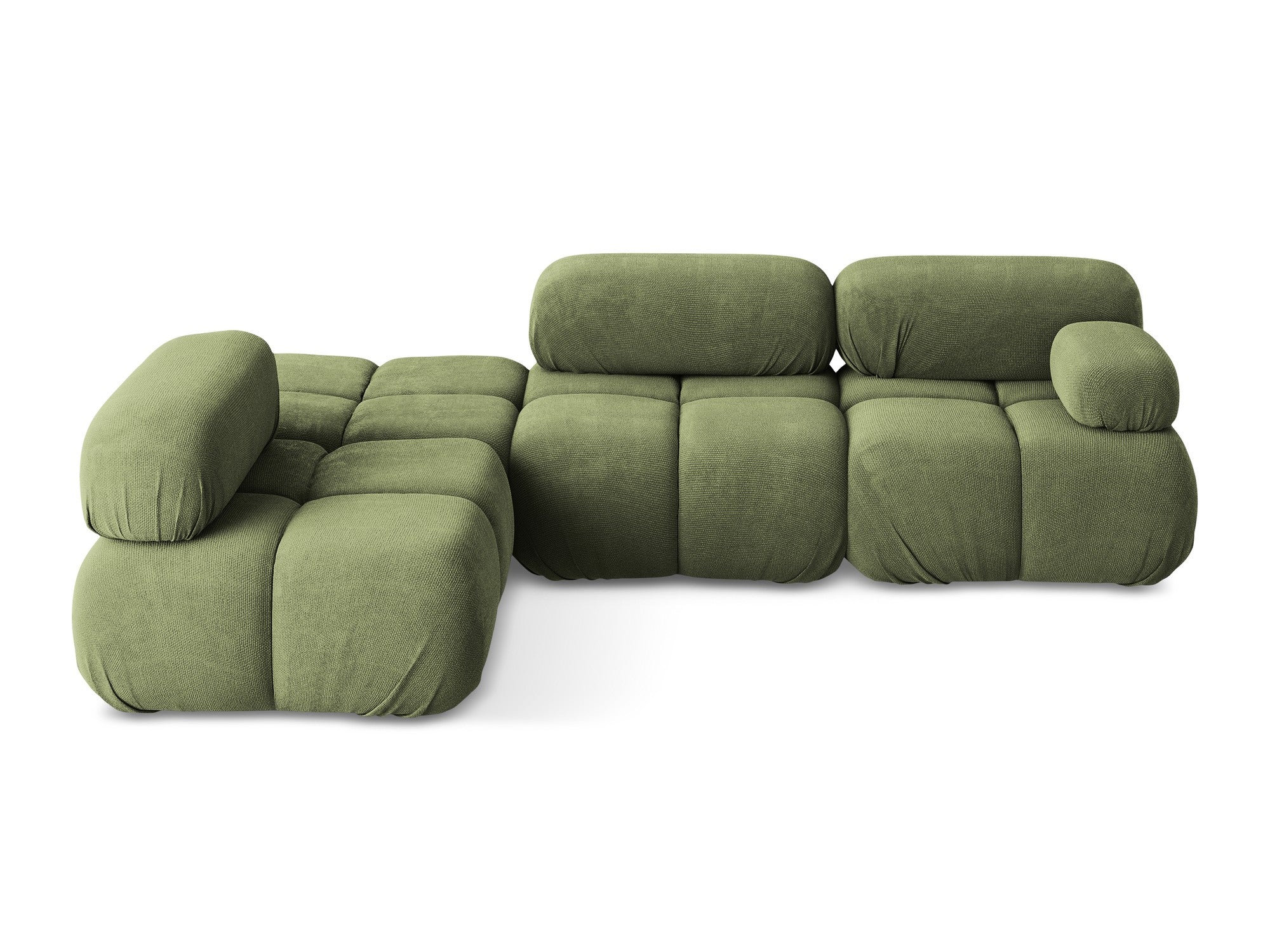 Left-facing modular corner sofa LOKUA green chenille