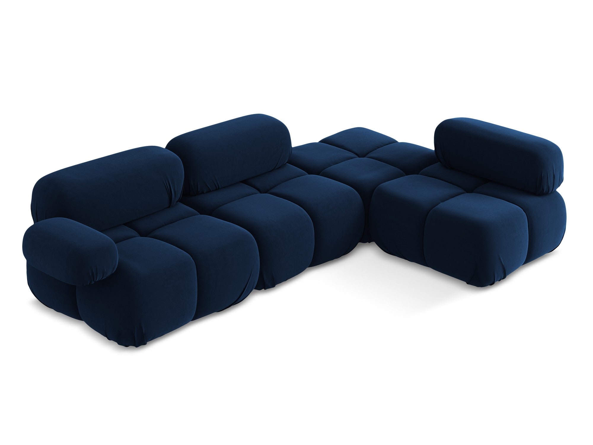 Right-facing modular velvet corner sofa LOKUA royal blue