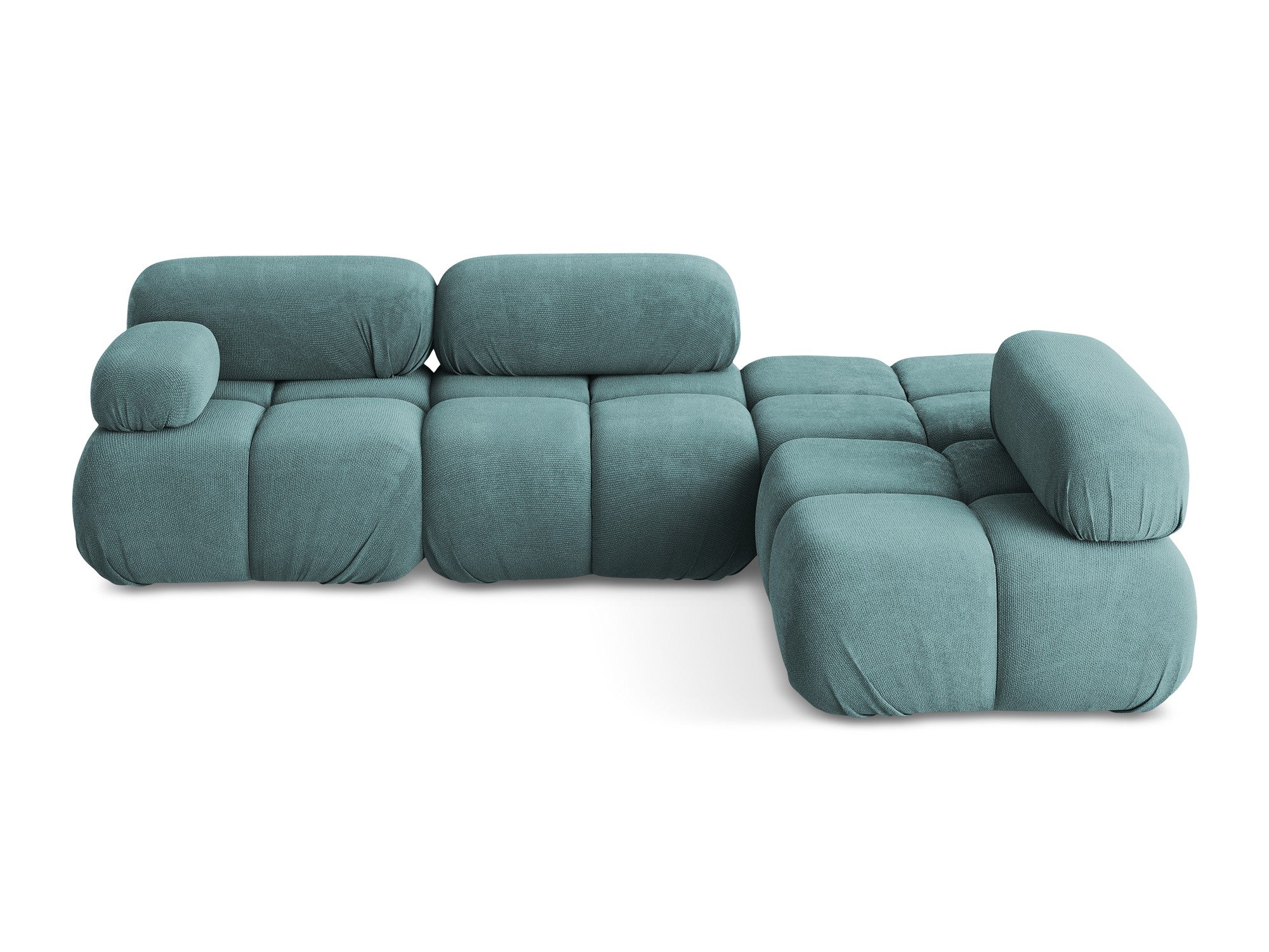 Right-facing modular corner sofa LOKUA denim blue chenille