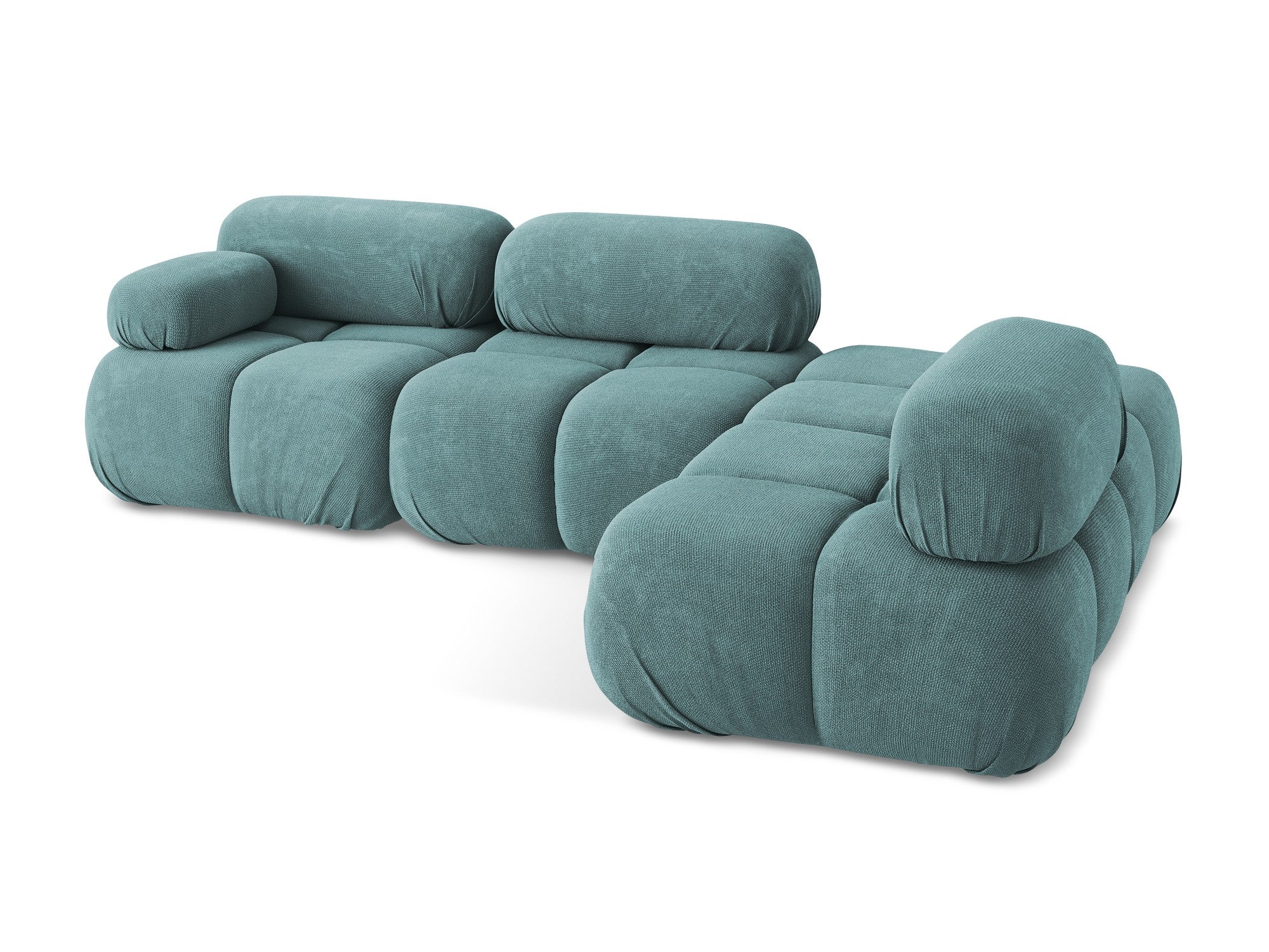 Right-facing modular corner sofa LOKUA denim blue chenille