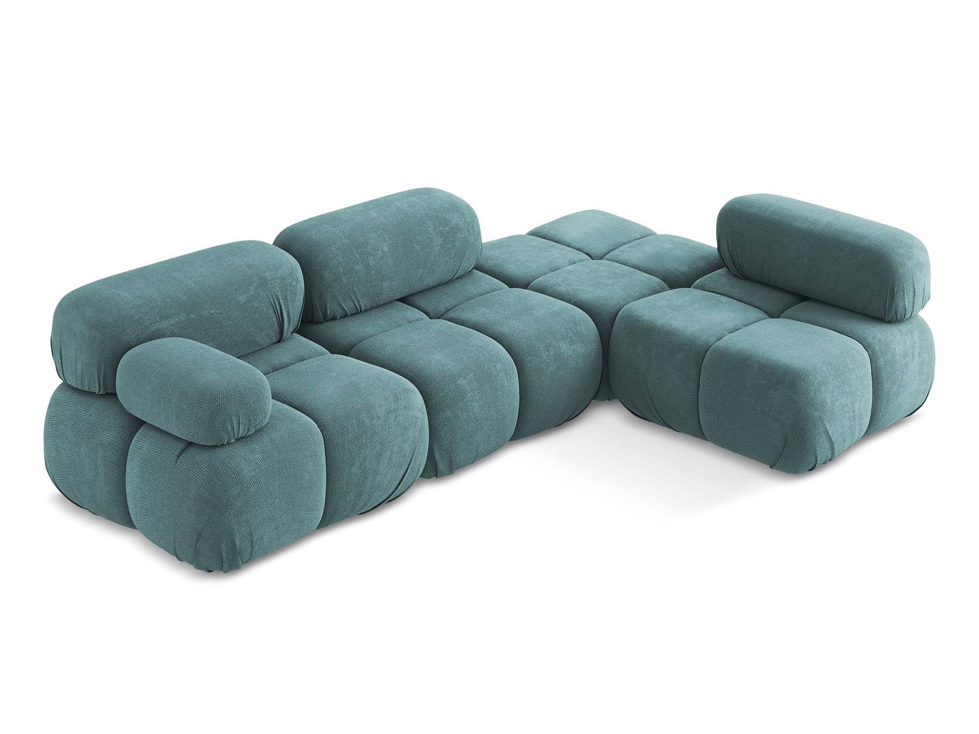 Right-facing modular corner sofa LOKUA denim blue chenille