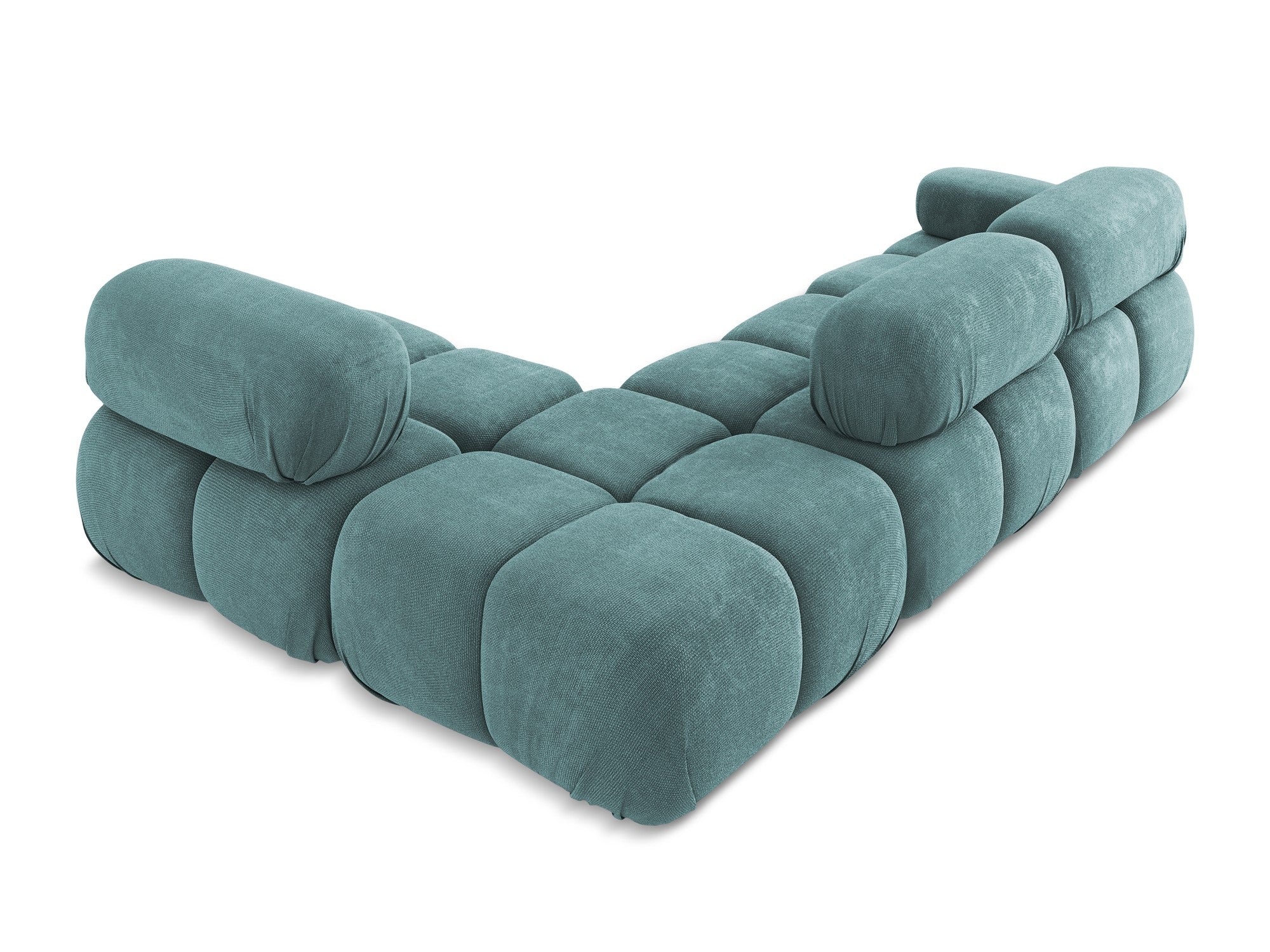 Right-facing modular corner sofa LOKUA denim blue chenille