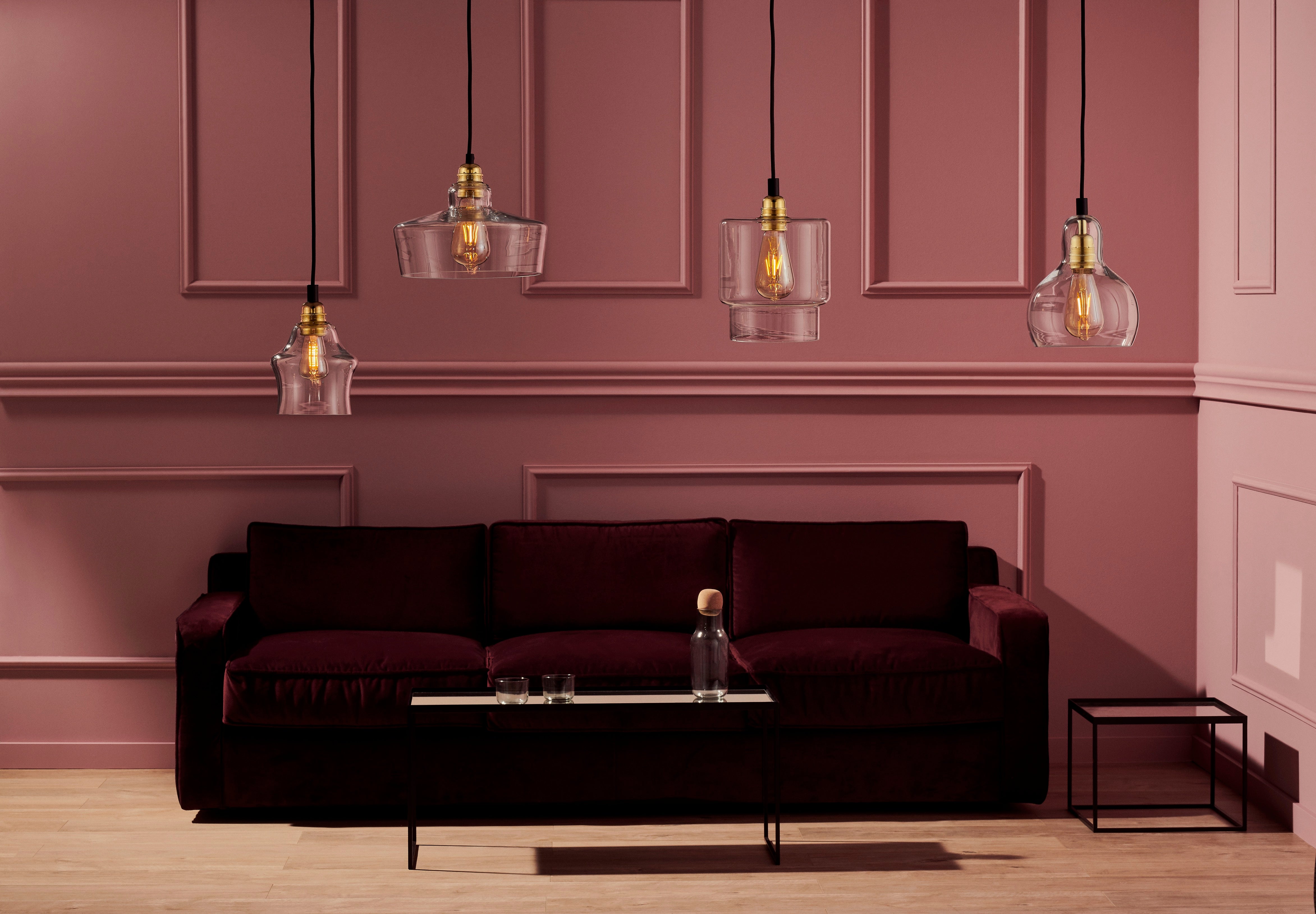 LONGIS III transparent pendant lamp with gold