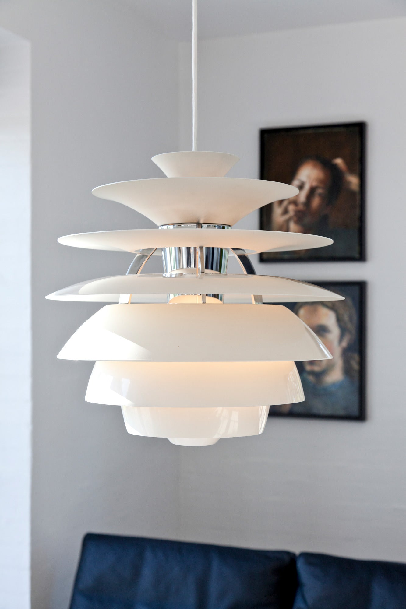 Pendant lamp PH SNOWBALL white with chrome finish