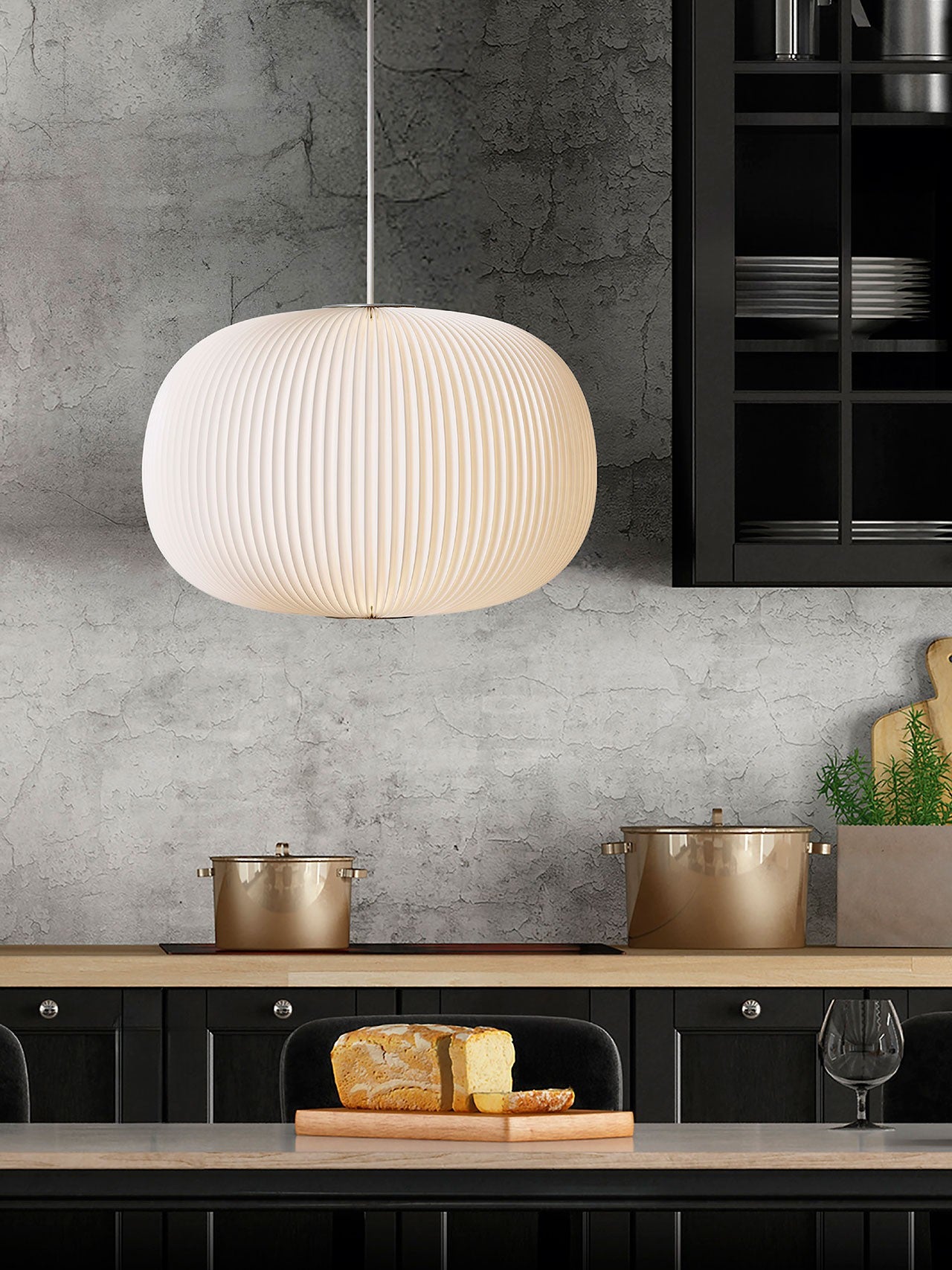 Hanging Lamp MODEL 132 LAMELLA 1 white with gold finish
