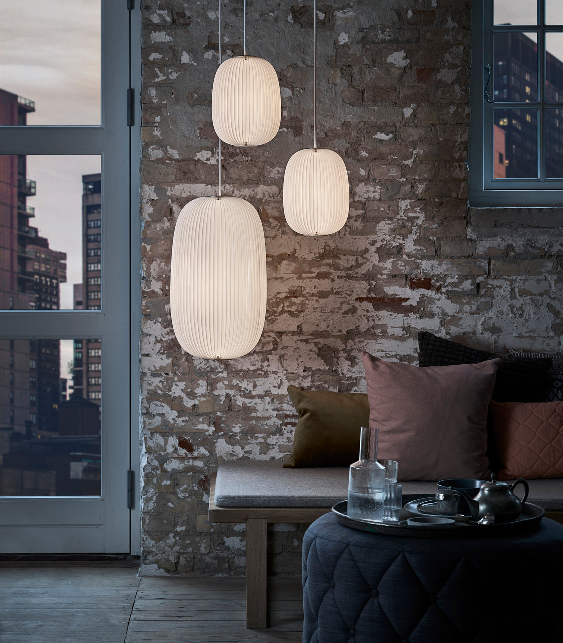 Hanging Lamp MODEL 133 LAMELLA 2 white with black finish