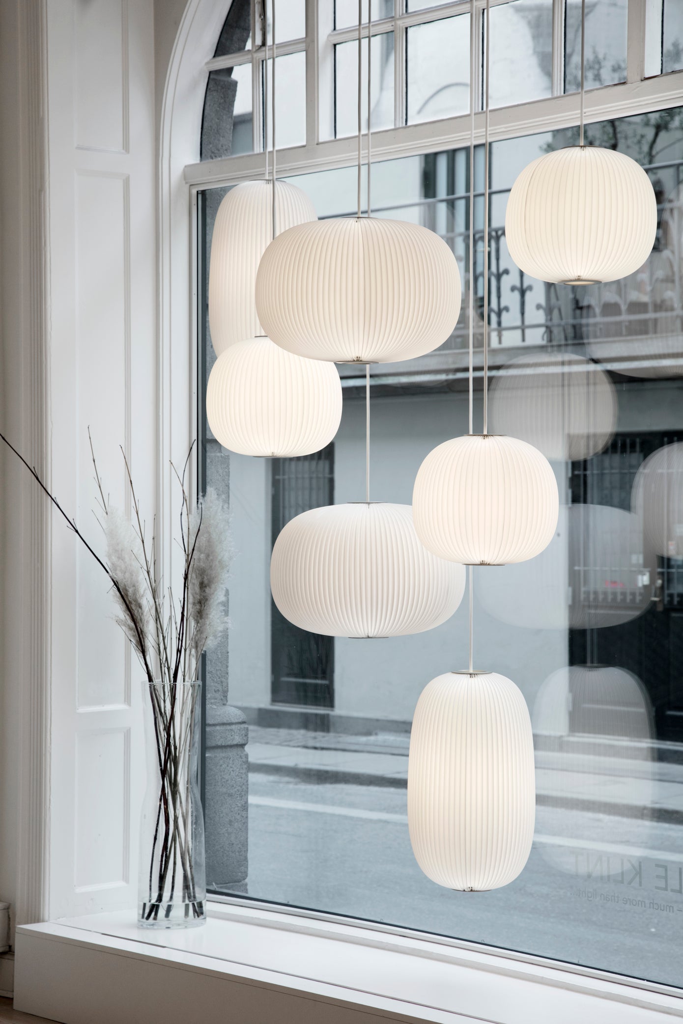 Hanging Lamp MODEL 134 LAMELLA 3 white with silver finish