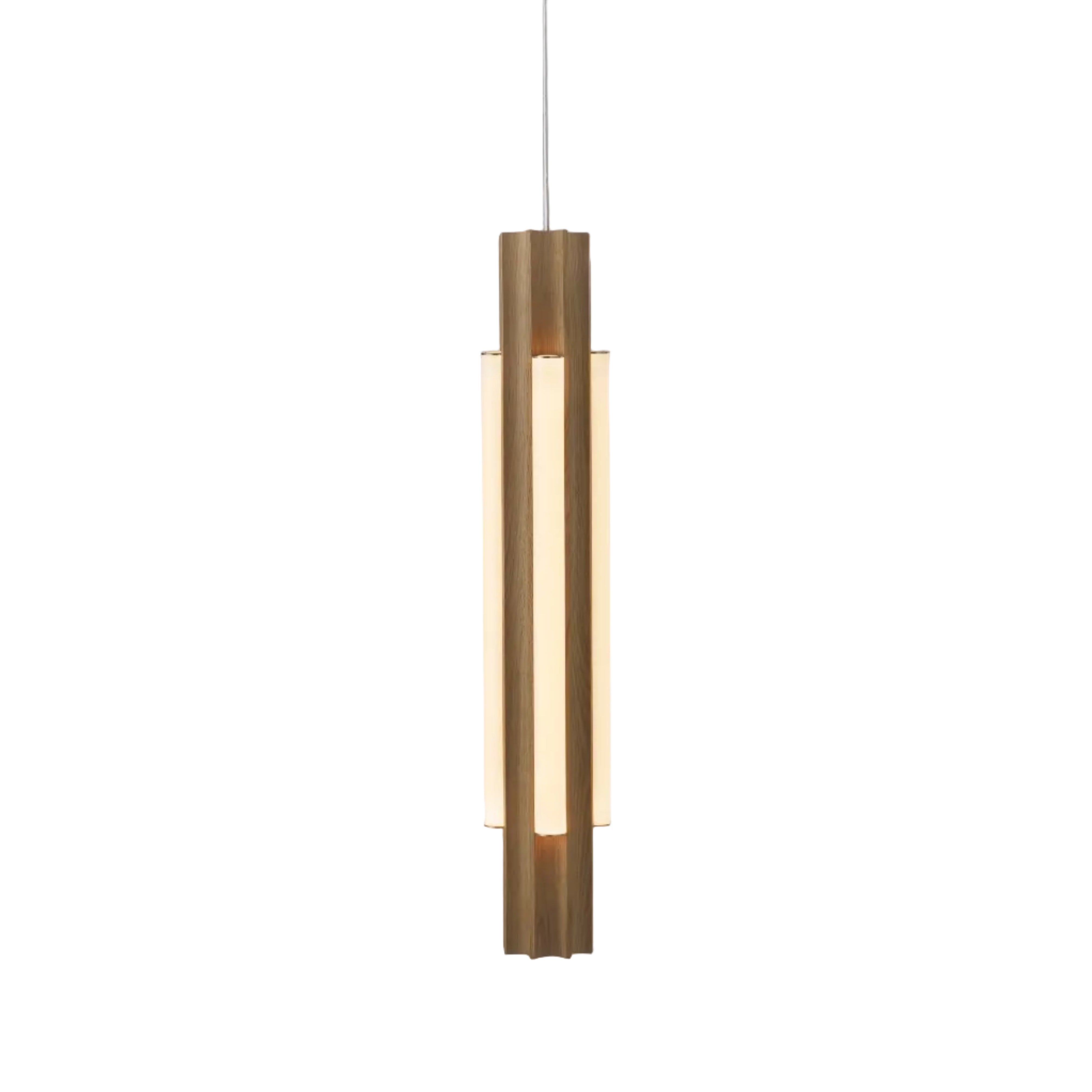 ALTAR pendant lamp in oak wood with a brass finish
