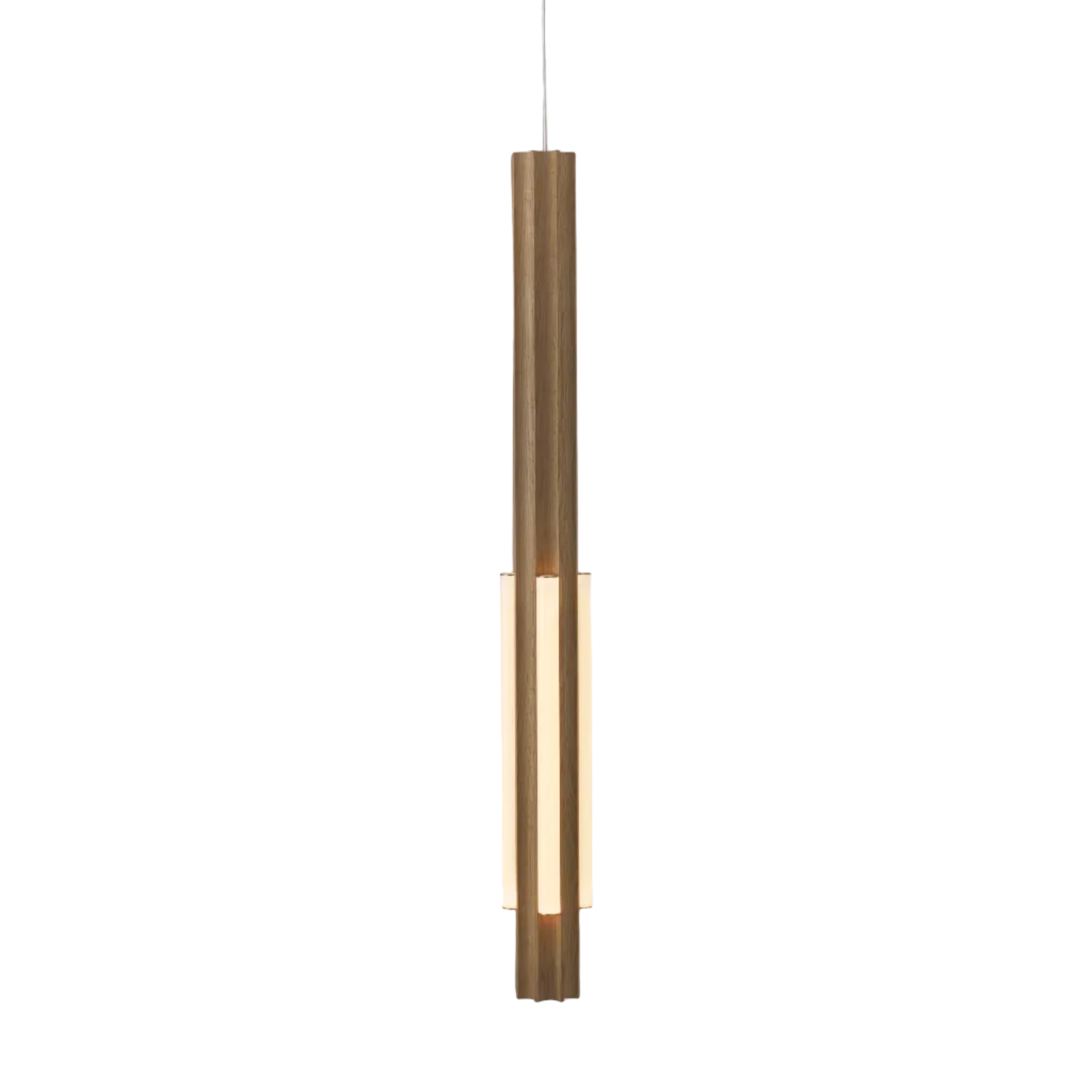 ALTAR pendant lamp in oak wood with a brass finish