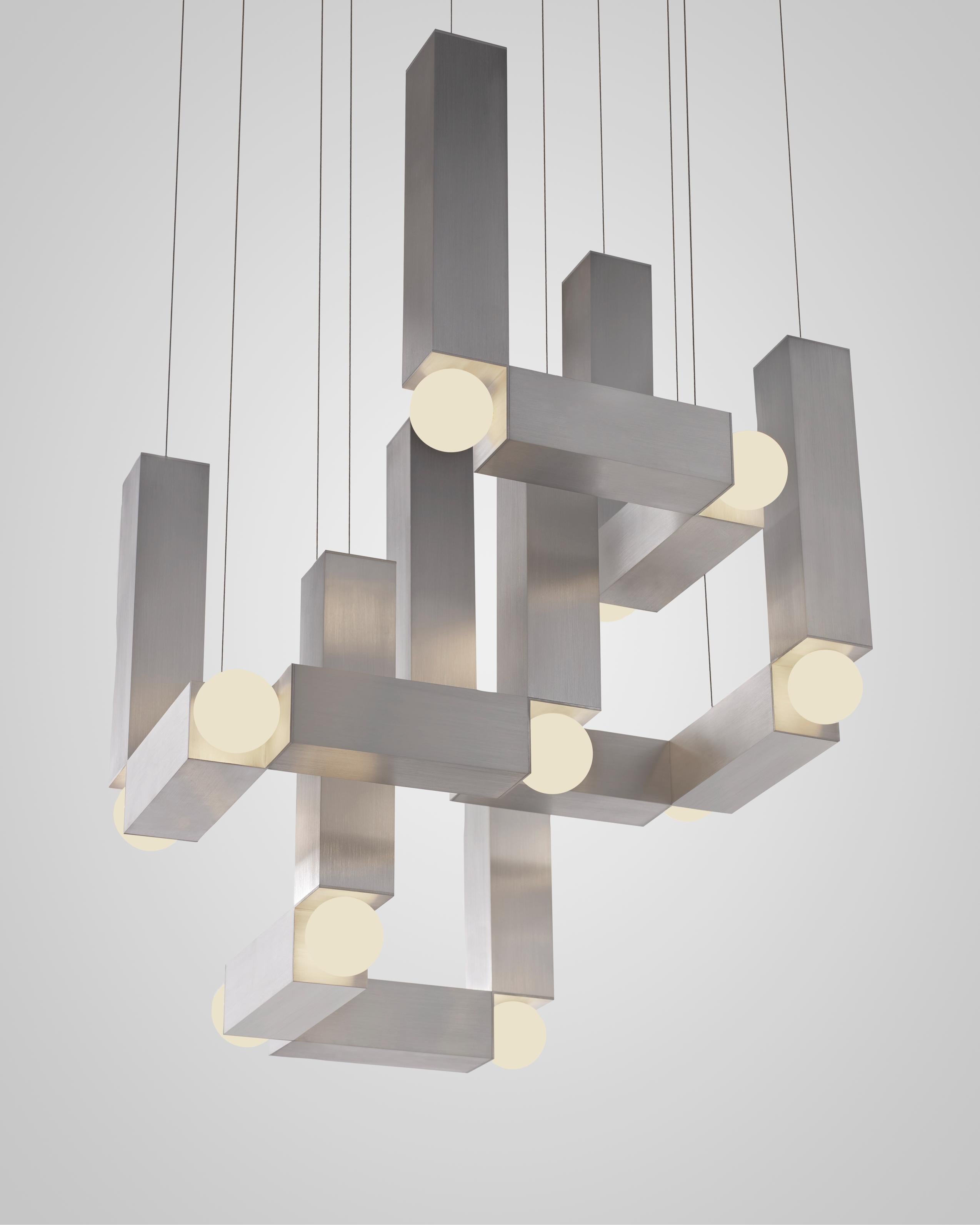 VESPER QUATTRO pendant lamp with an opal shade and silver finish.