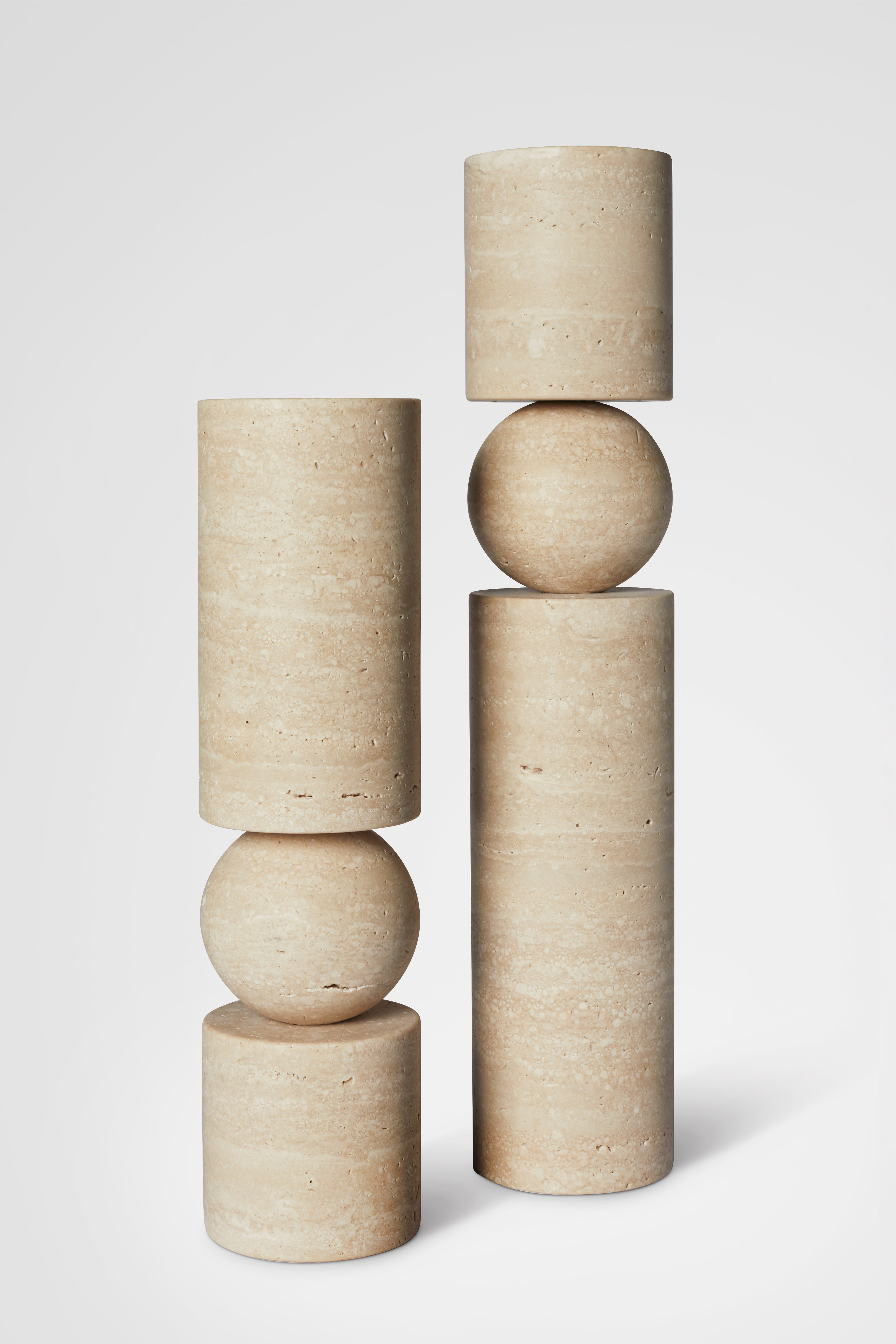 FULCRUM Beige Travertine Candle Holder
