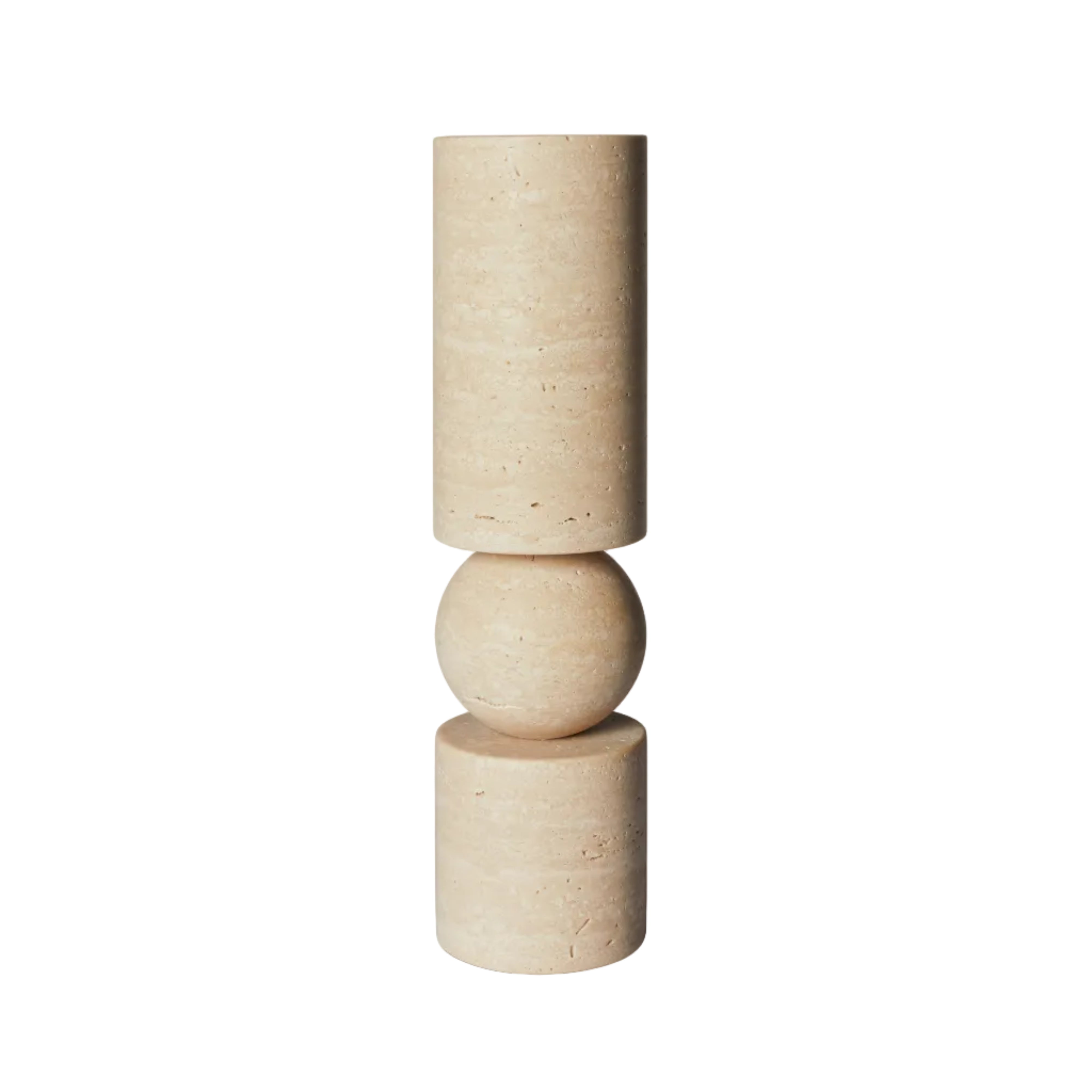 FULCRUM Beige Travertine Candle Holder