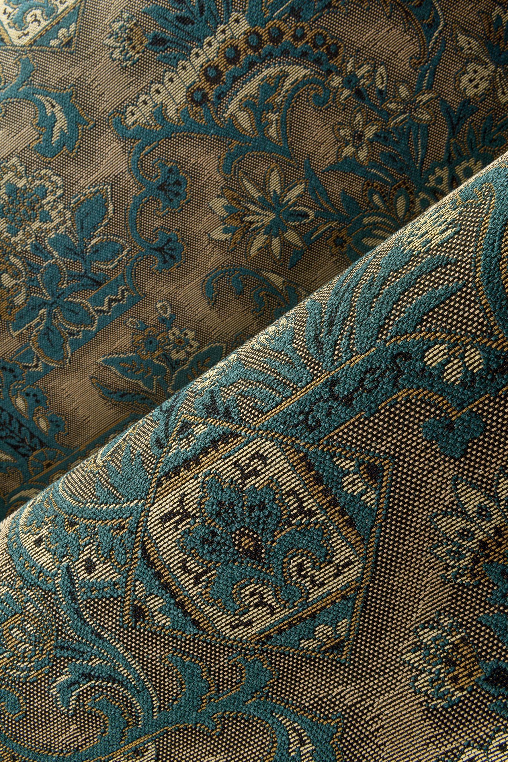 Textile wallpaper with a botanical motif BROCADE red with brown