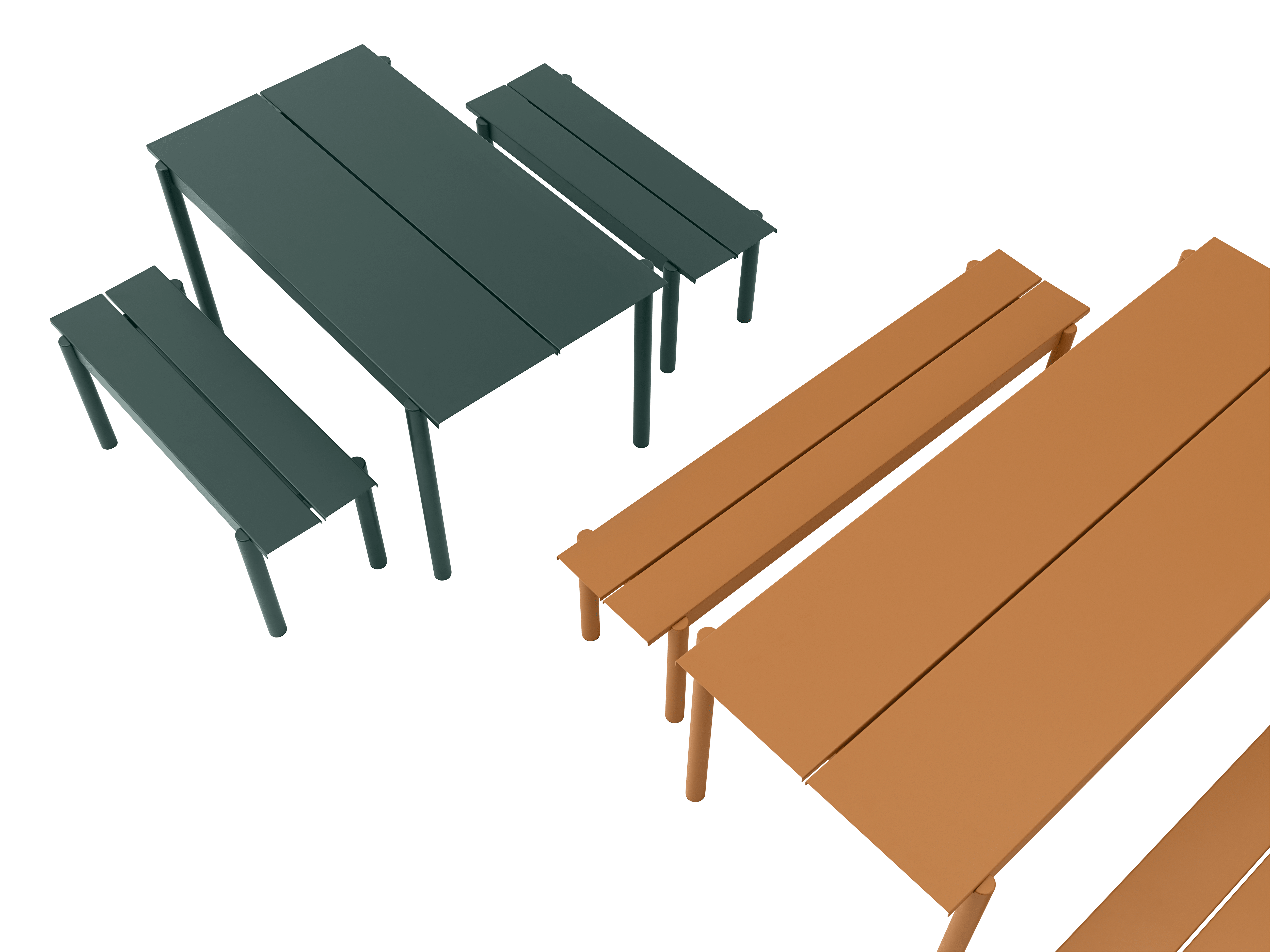 LINEAR Dark Green Steel Outdoor Table