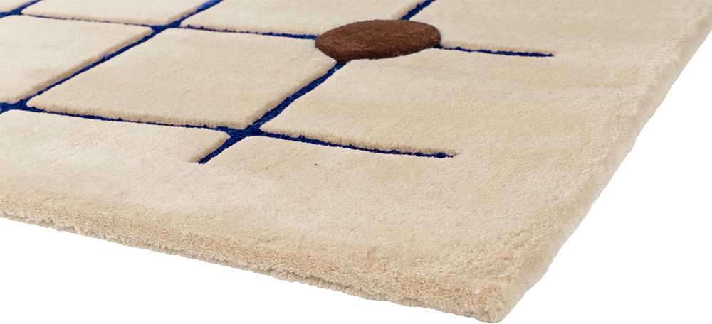 LONDON Beige Rug with Green and Burgundy