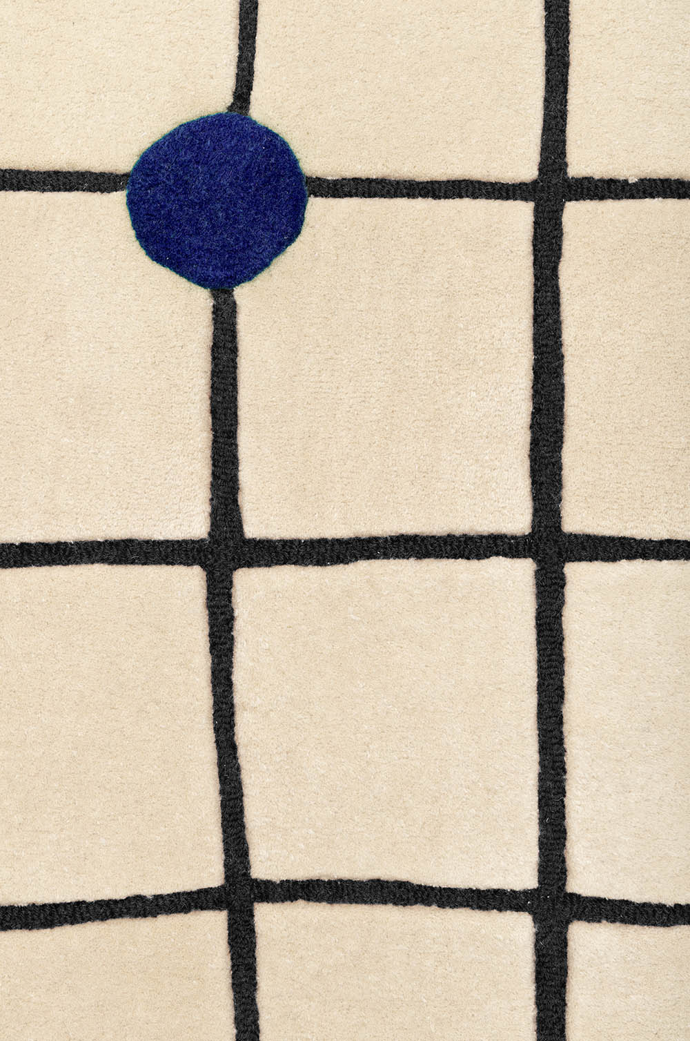 Beige LONDON Rug with Cobalt Blue