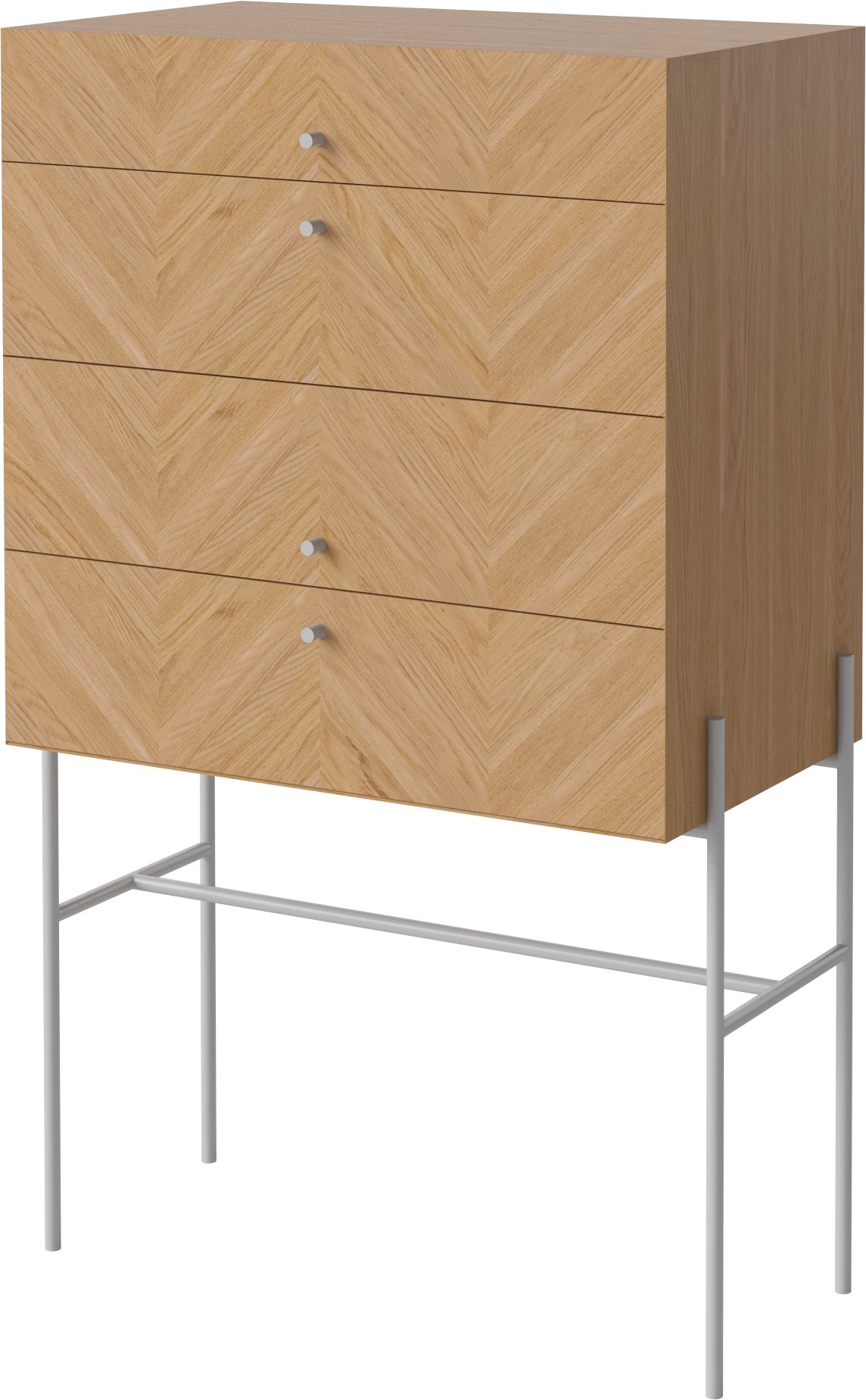 Chest of drawers luxe oak wood with a gray base