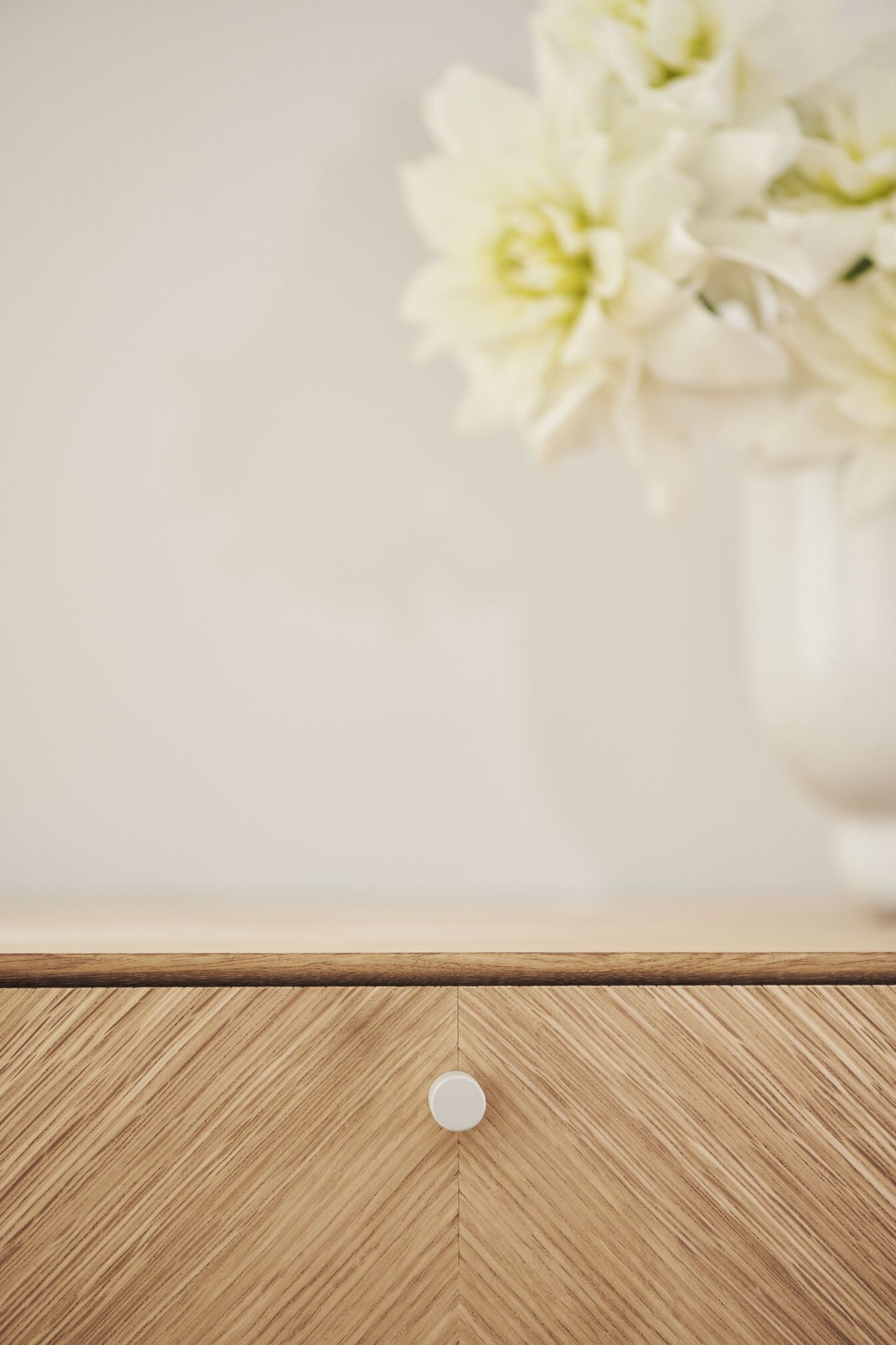 Luxe cabinet oak wood with a gray base