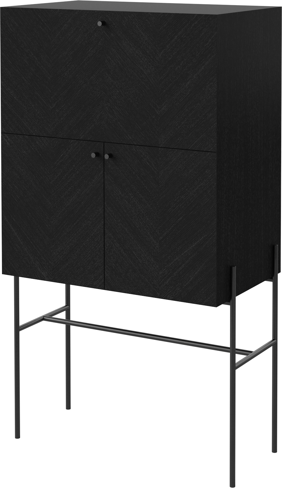 Luxe bar cabinet black oak wood with black base