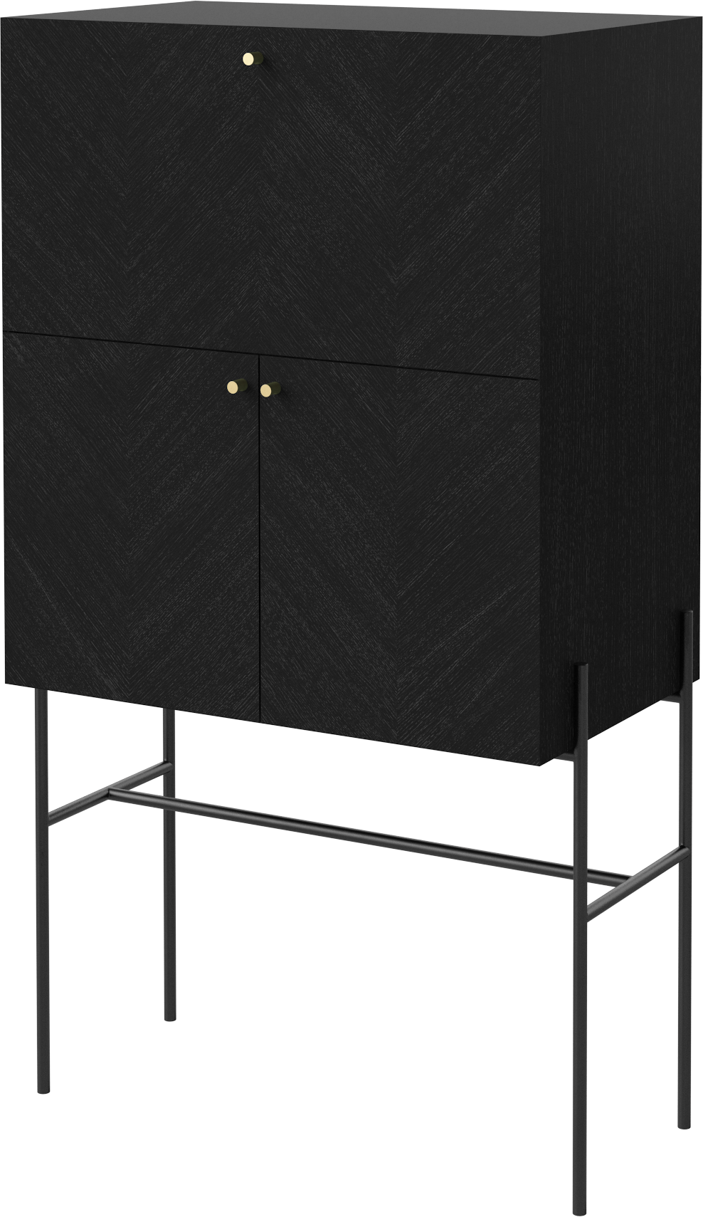 Luxe bar cabinet black oak wood with black base