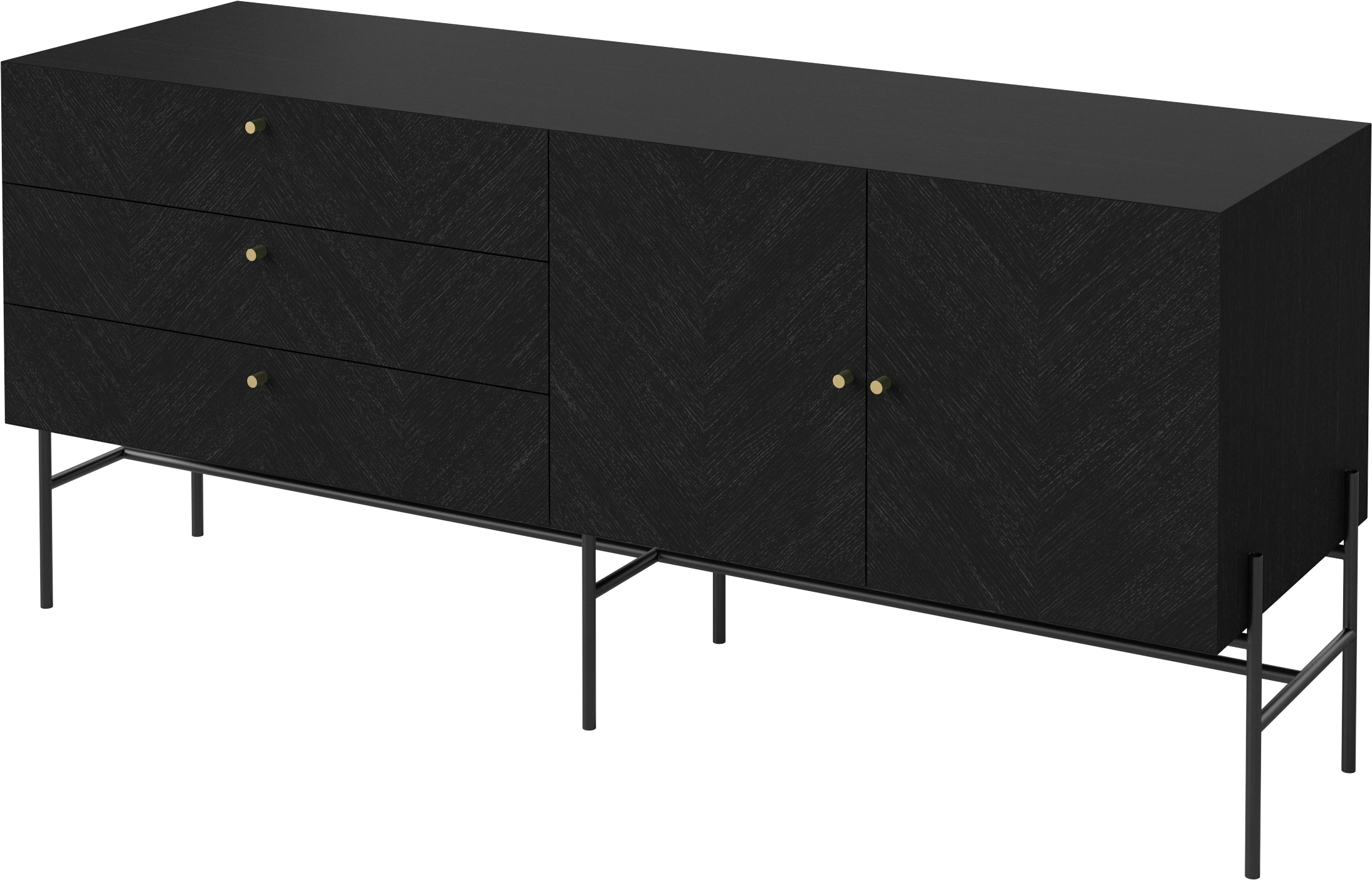 Luxe sideboard black oak wood with a black base