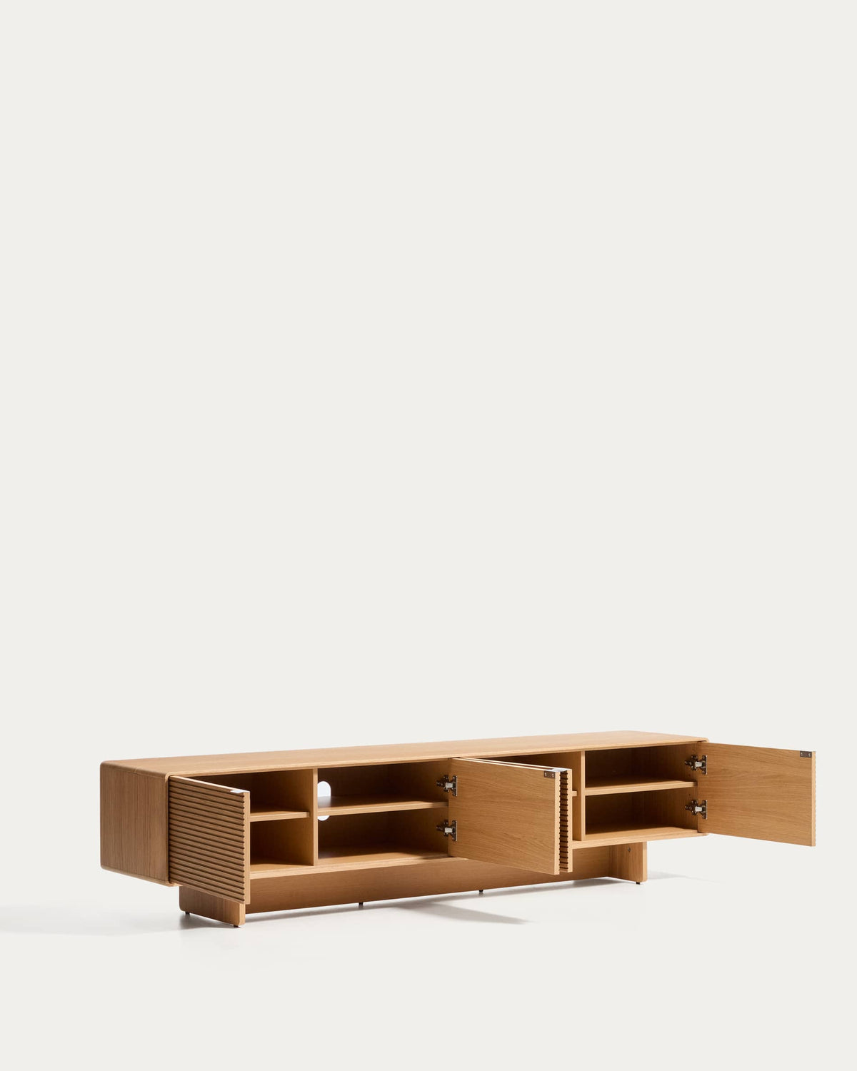 Szafka RTV 4-drzwiowa NORLEN naturalny fornir dębowy – ujęcie 7