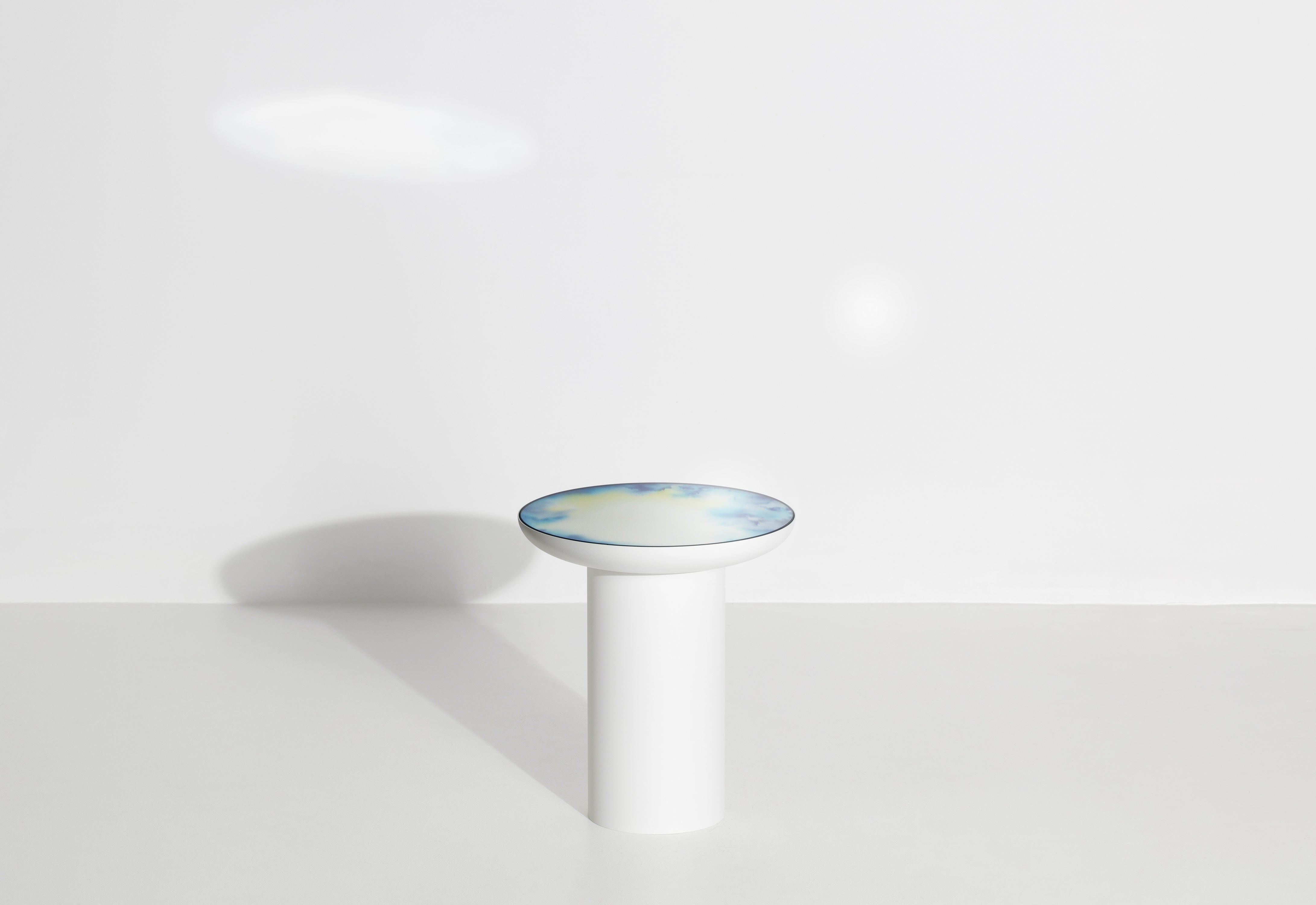 FRANCIS White Side Table with Mirrored Top