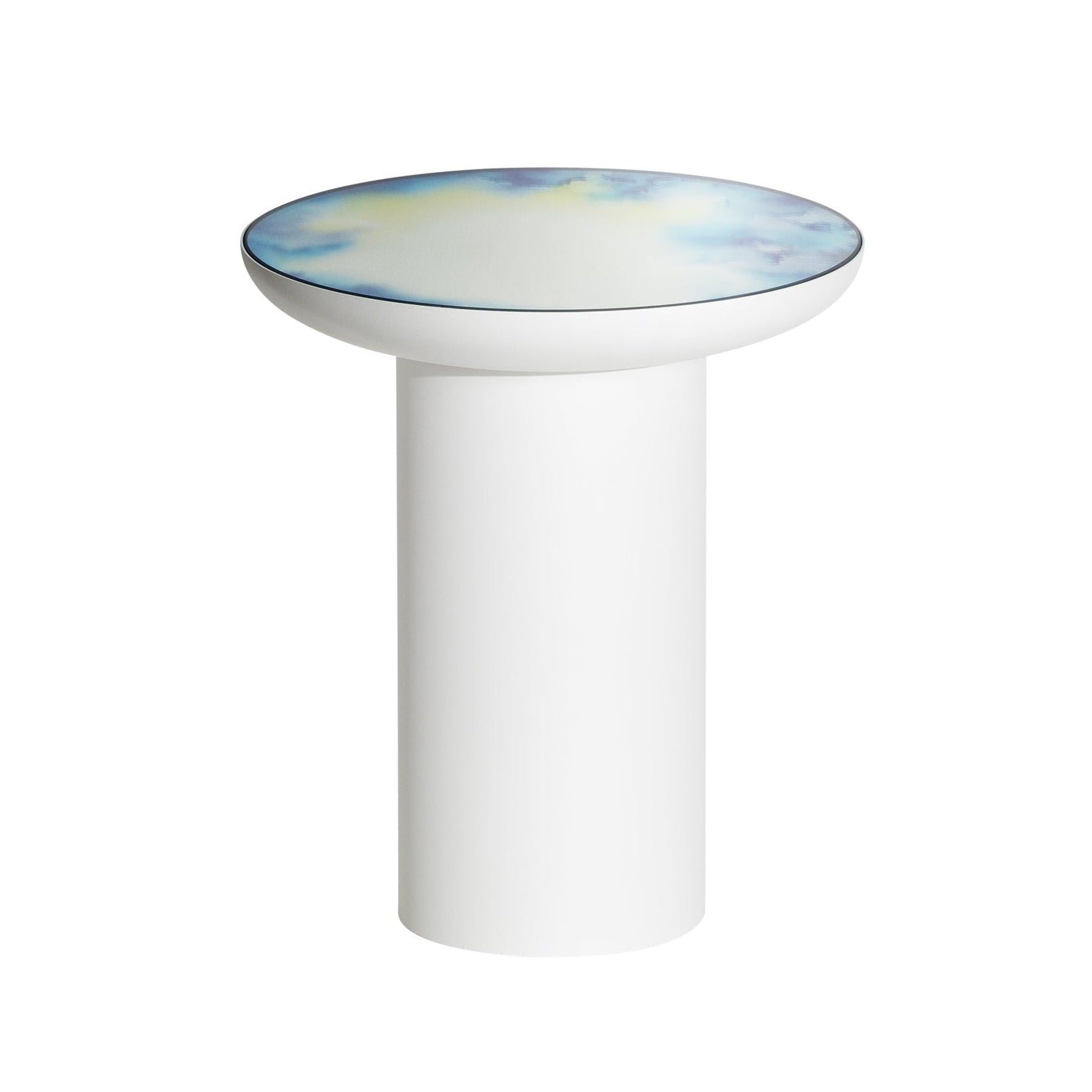 FRANCIS White Side Table with Mirrored Top
