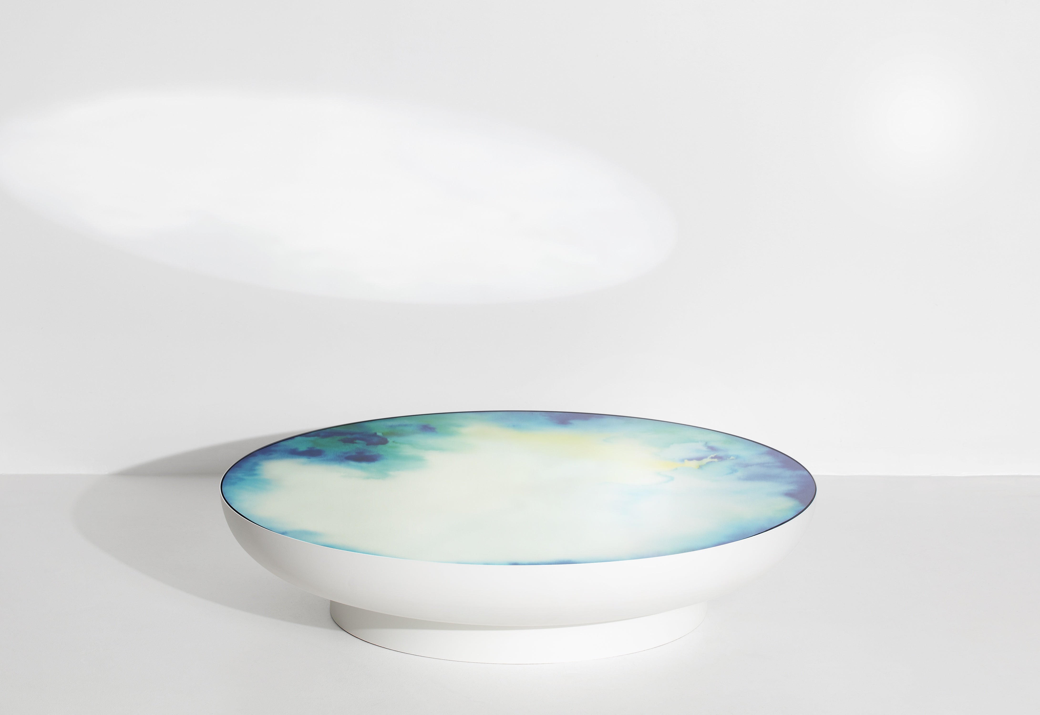 FRANCIS White Coffee Table with Mirrored Top